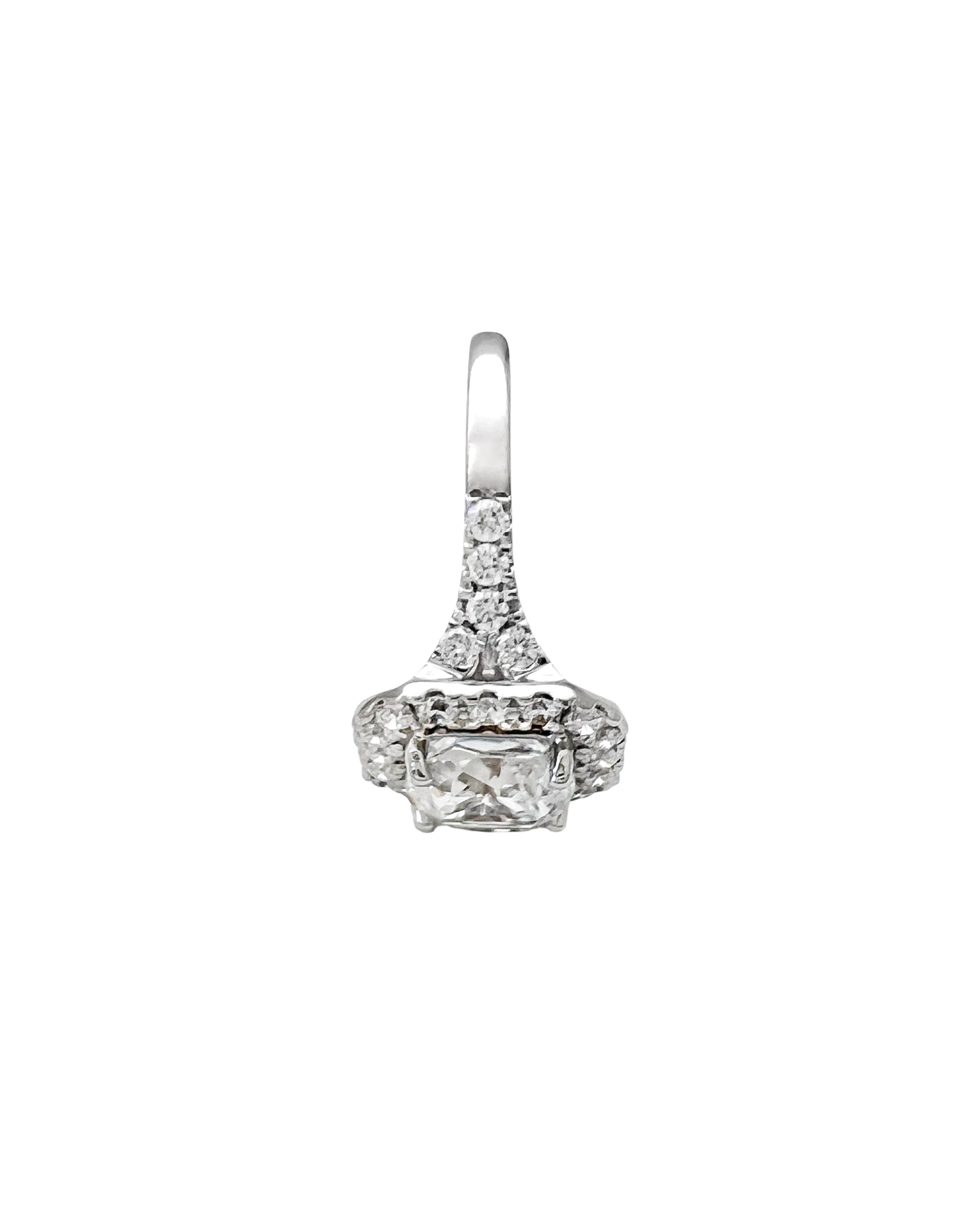 2.68 Carats White Sapphire Unheated (Certified) & 1.01 Carats Diamonds VS2 Set In 14 Karat White Gold Ring