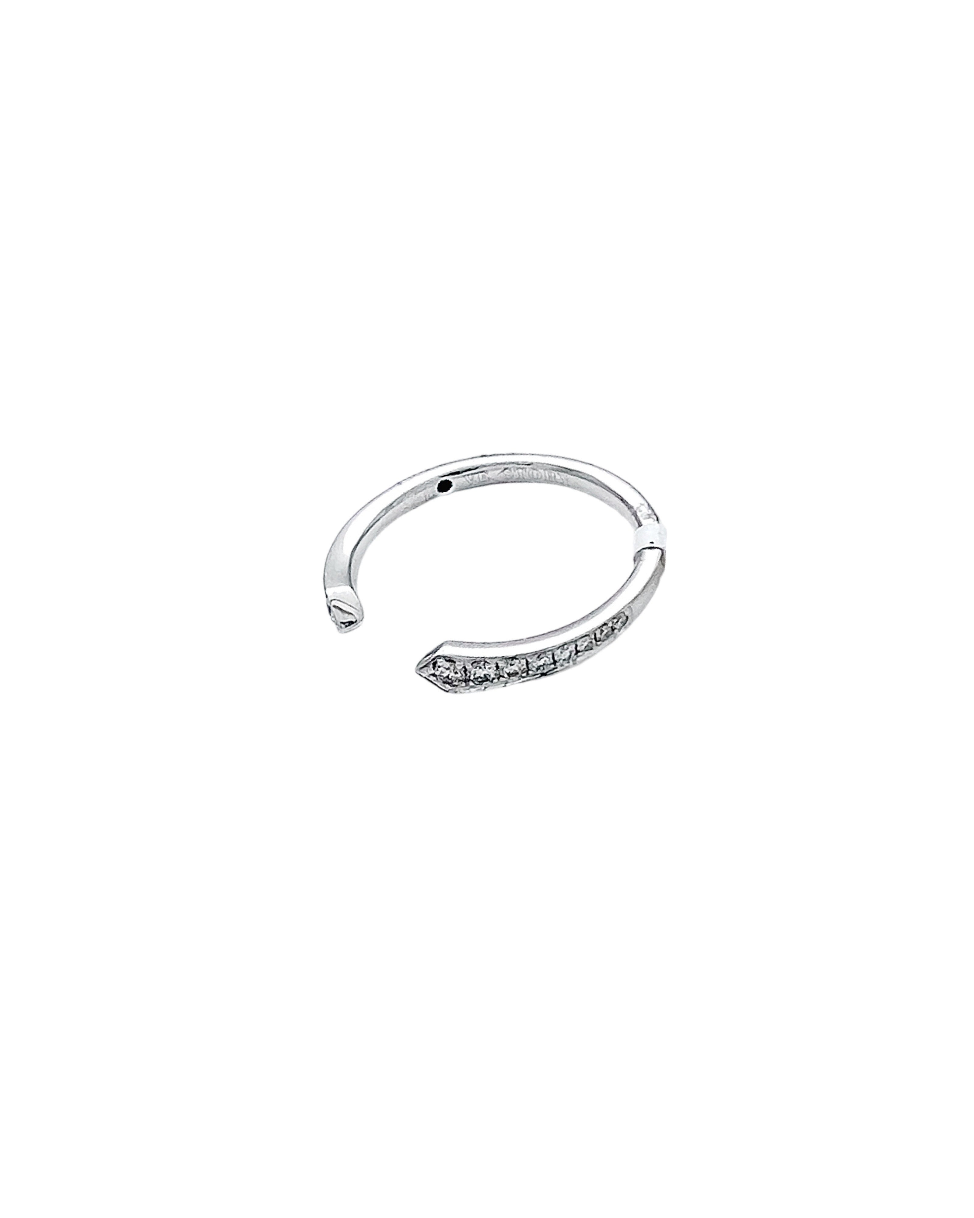 O.17 Carats Diamond Set In 14 Karat White Gold Gap Band