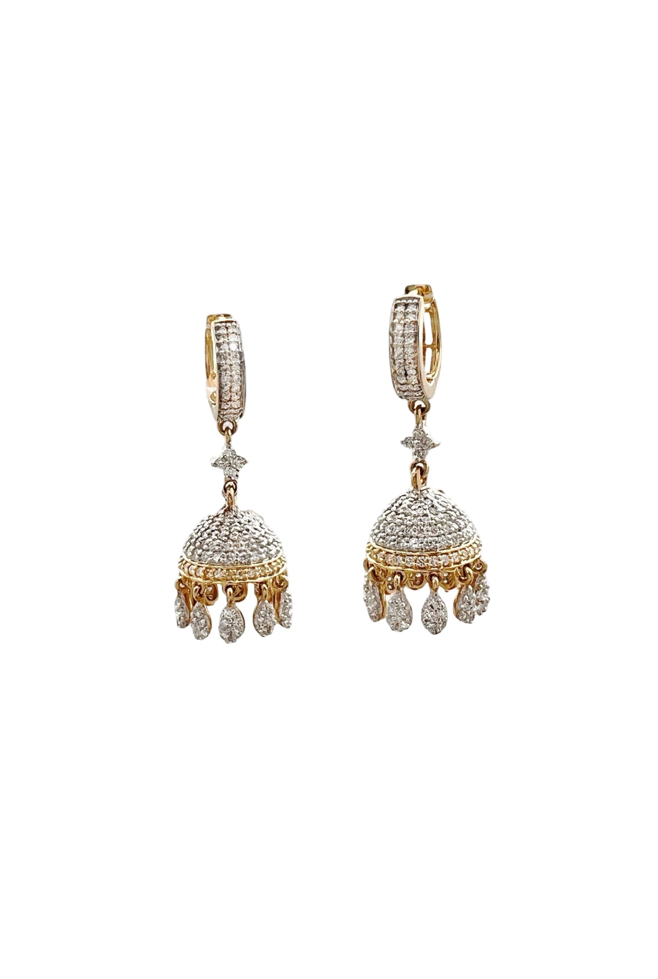 4.32 Carats Diamonds VS2 Set In 18 Karat Yellow Gold Jhumka Earrings