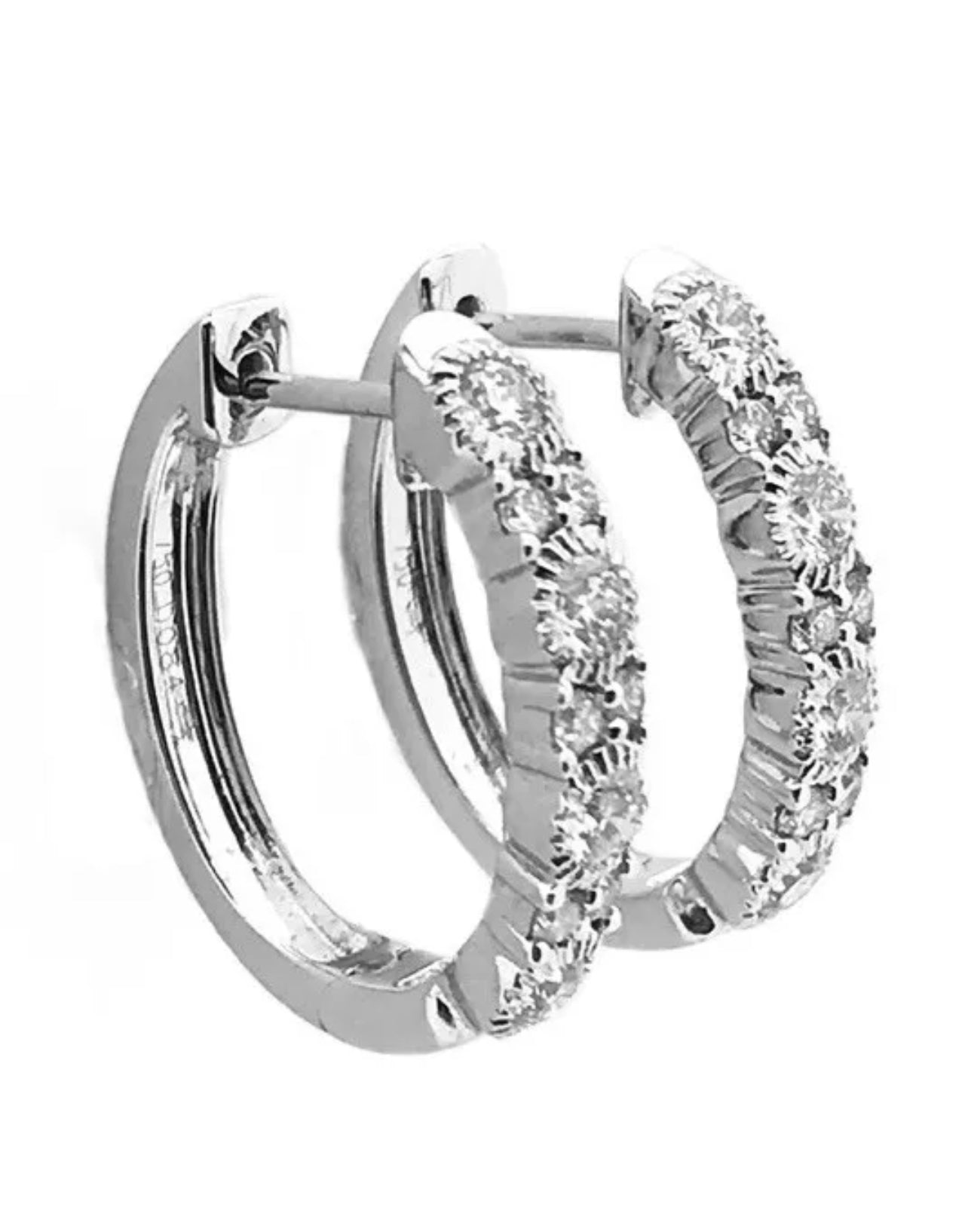 1.20 Total Carat Weight Diamonds 18K White Gold Earring Hoops