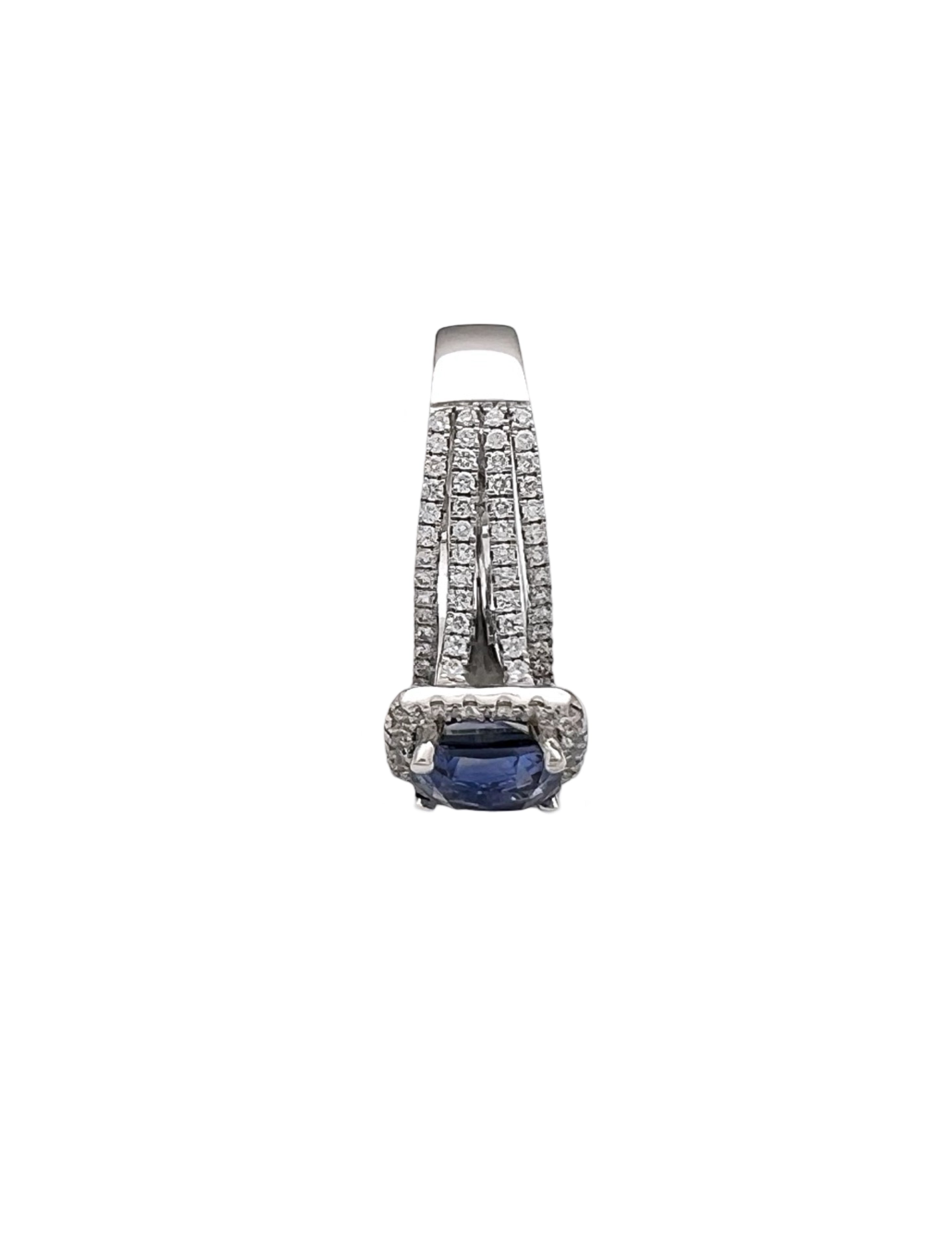 2.51 Carats Sapphire Ceylon Heated (Certified) & 1.48 Carats Diamonds VS2 Set In 14K White Gold Ring