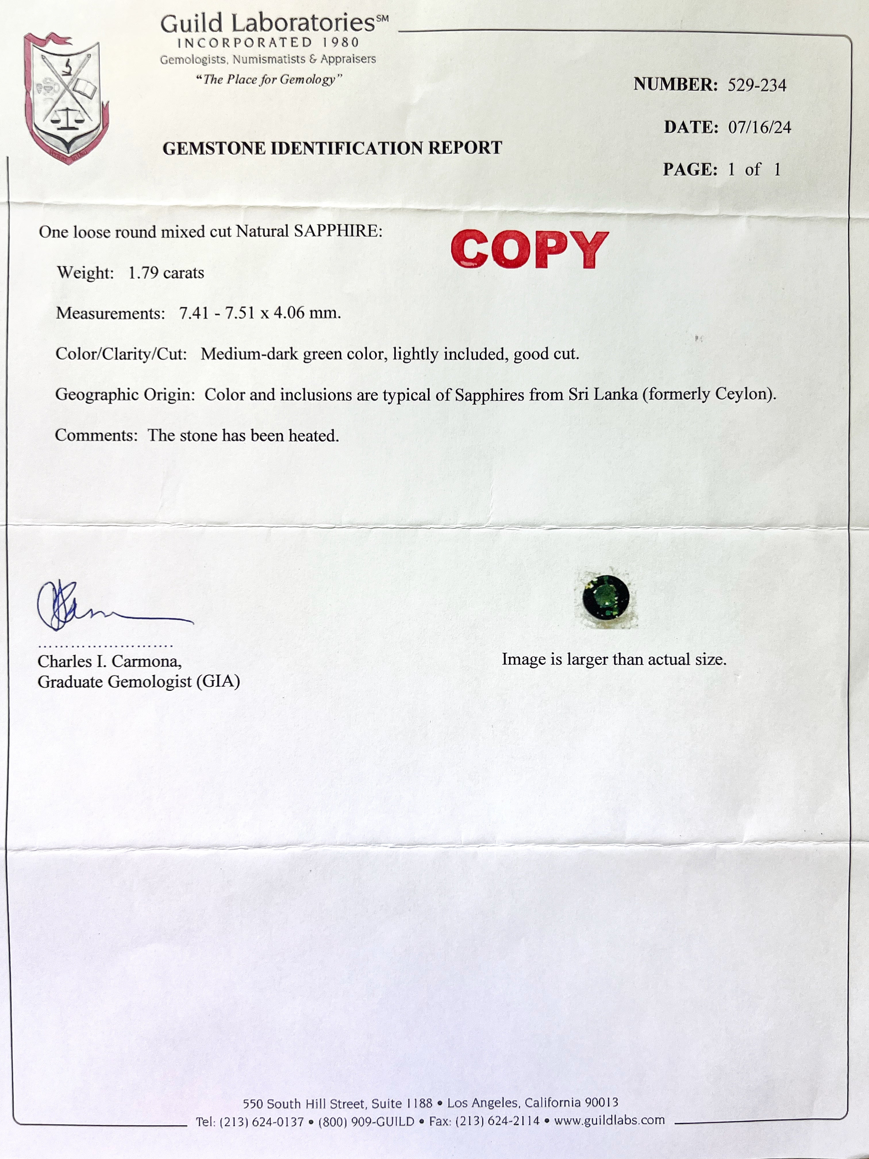 1.79 Carats Ceylon Sapphire (Certified) & 0.31 Carats Diamonds VS2 Set In 14K Yellow Gold Ring