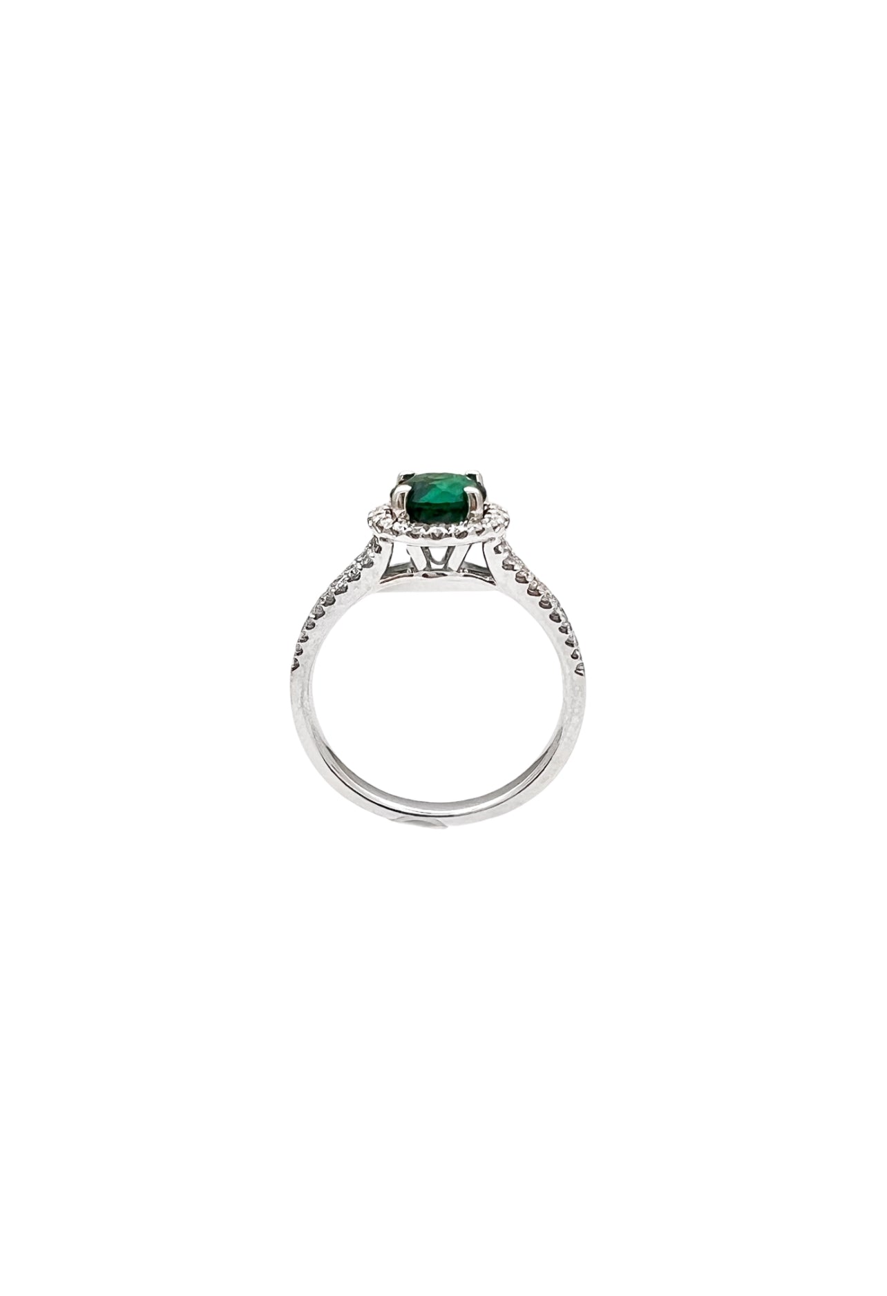 0.84 Carats Colombian Emerald “Trapiche” No-Oil (Certified) & 0.52 Carats Diamonds VS2 Set In 18 Karat White Gold Ring