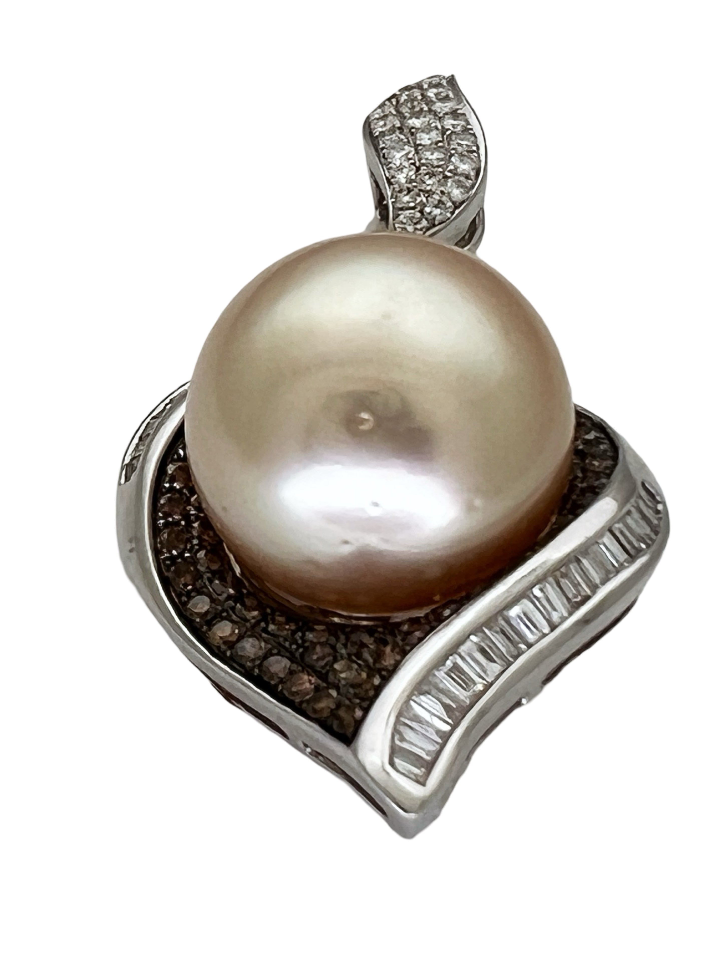 Golden South Sea Pearl, Chocolate And White Diamond Pendant 18K W/18K Chain