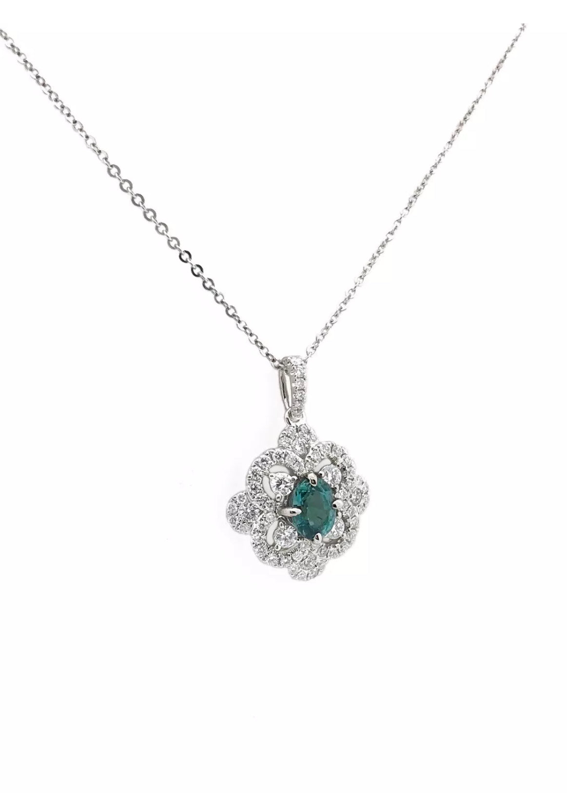 1.14 Carats Alexandrite W/ 1.00 Carats Diamonds (GIA Cert) 18K White Gold