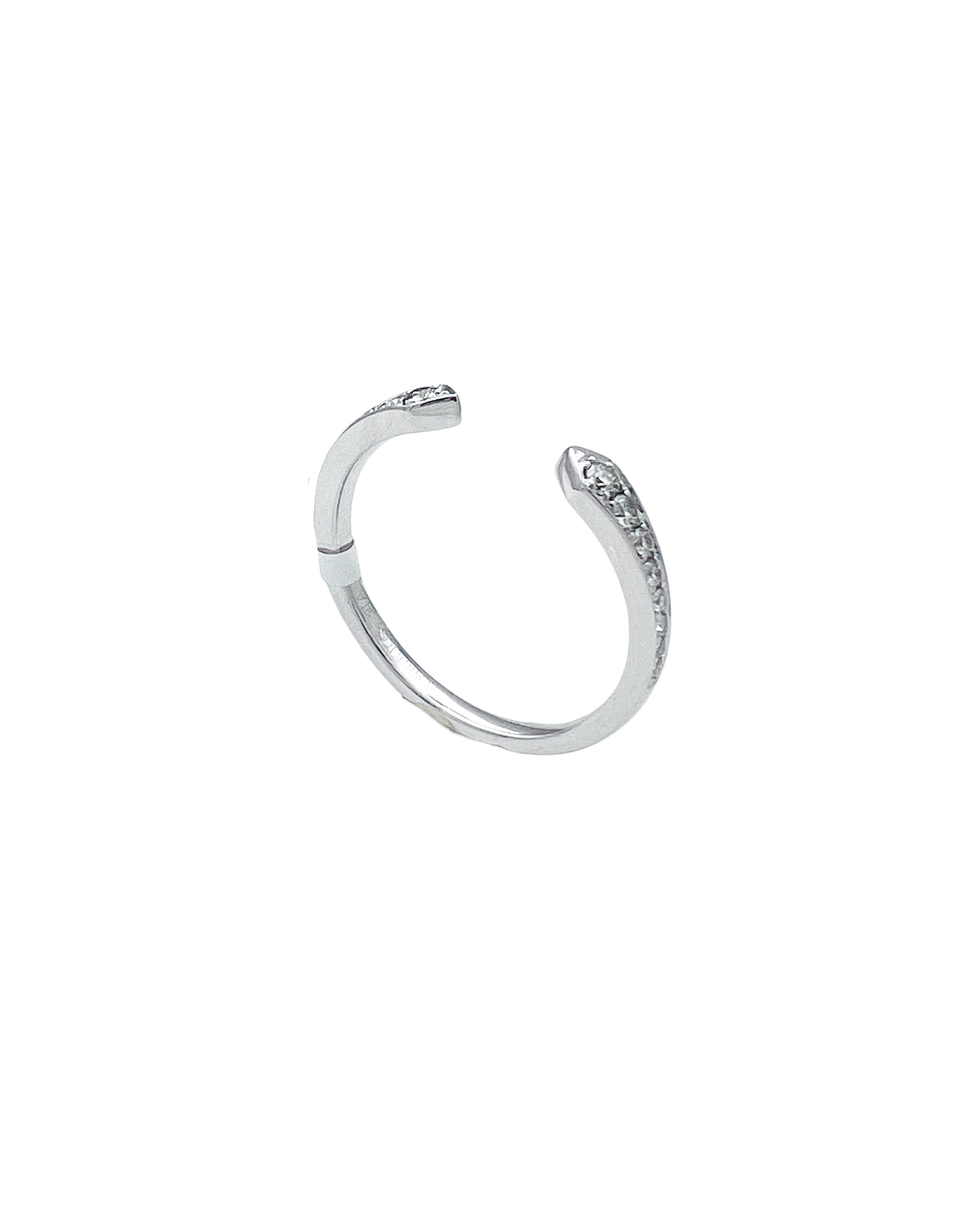 O.17 Carats Diamond Set In 14 Karat White Gold Gap Band