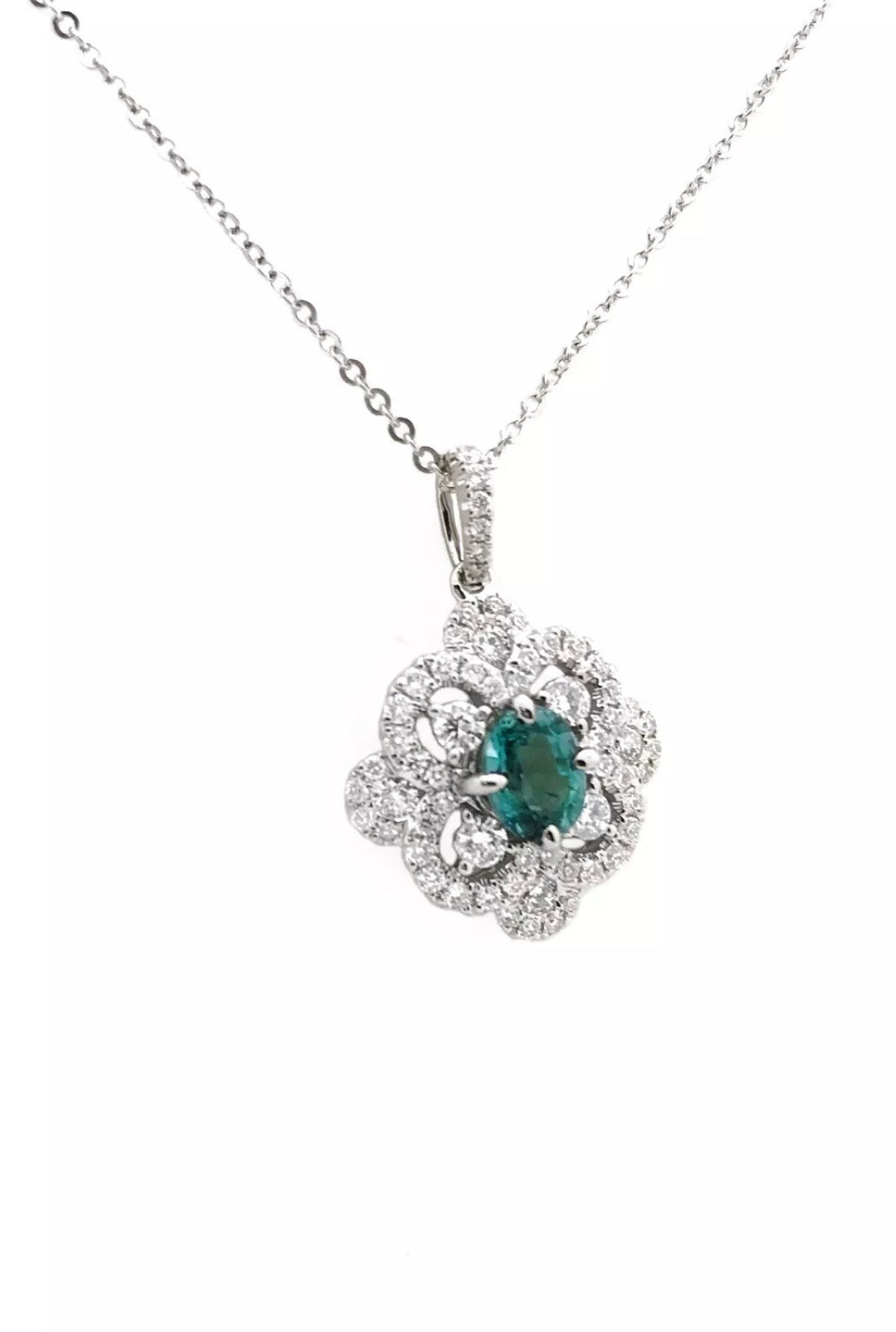 1.14 Carats Alexandrite W/ 1.00 Carats Diamonds (GIA Cert) 18K White Gold