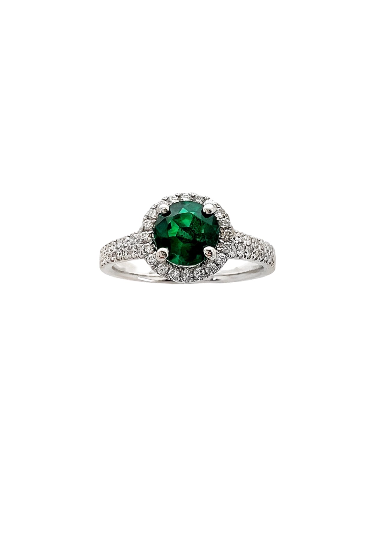0.84 Carats Colombian Emerald “Trapiche” No-Oil (Certified) & 0.52 Carats Diamonds VS2 Set In 18 Karat White Gold Ring