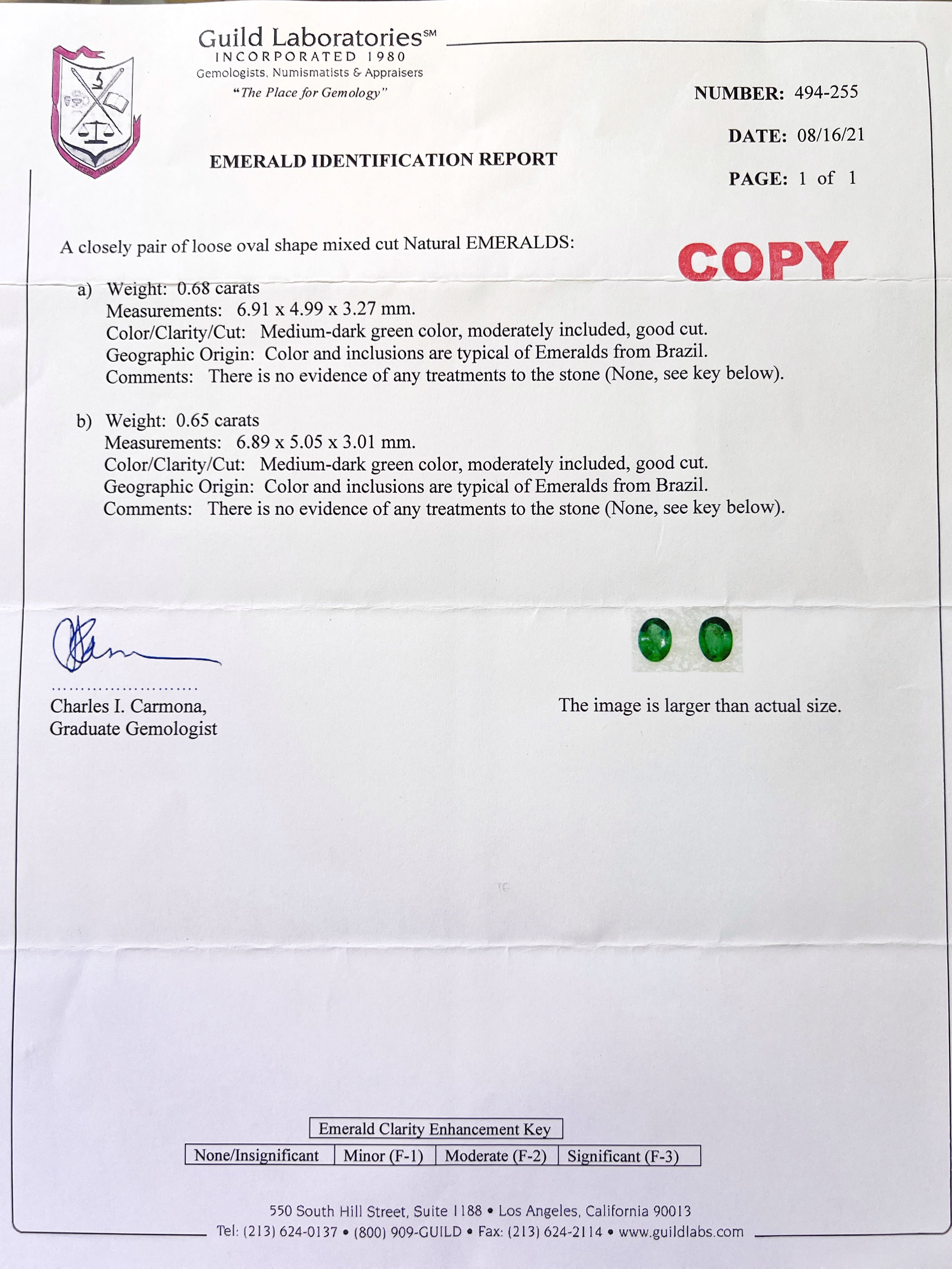 1.33 Carats Brazilian Emeralds “No Oil” ( Certified) & 0.38 Carats Diamonds VS2 Set In 28 Karat White Gold Earrings