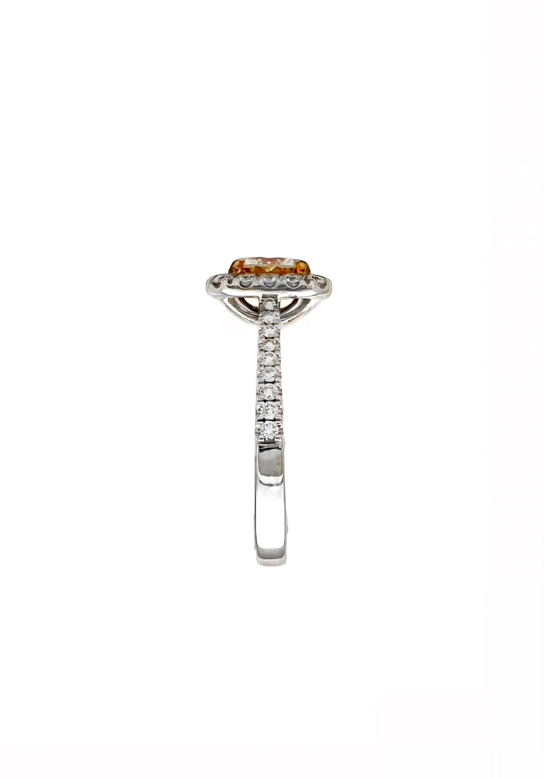 0.81 Carats Natural Diamond Light Yellow (Center Stone) SI1 Certified W/ 0.62 Carats Diamonds 18Kt White & Yellow Gold Ring