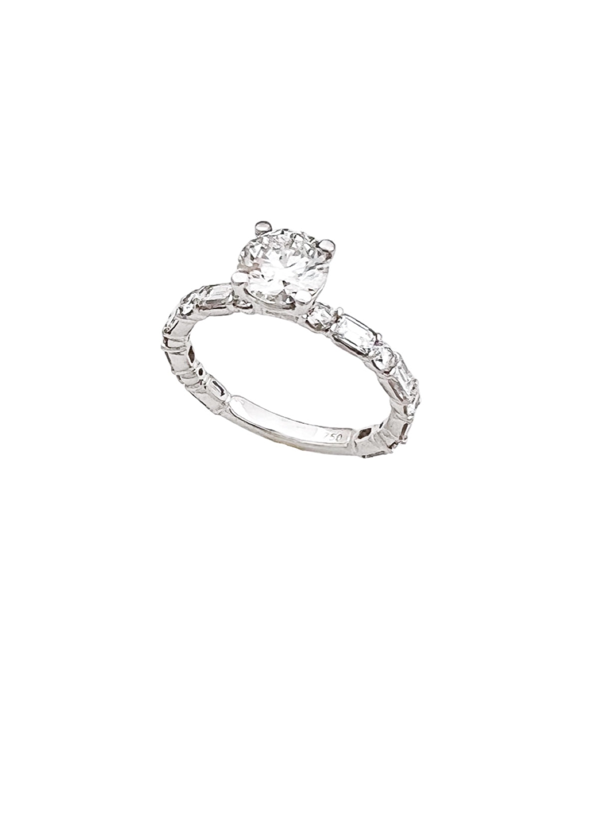 1.01 Carats Natural Diamond (Center Stone) VS1 Certified H&A W/ 1.62 Carats Diamonds 18Kt White Gold Ring