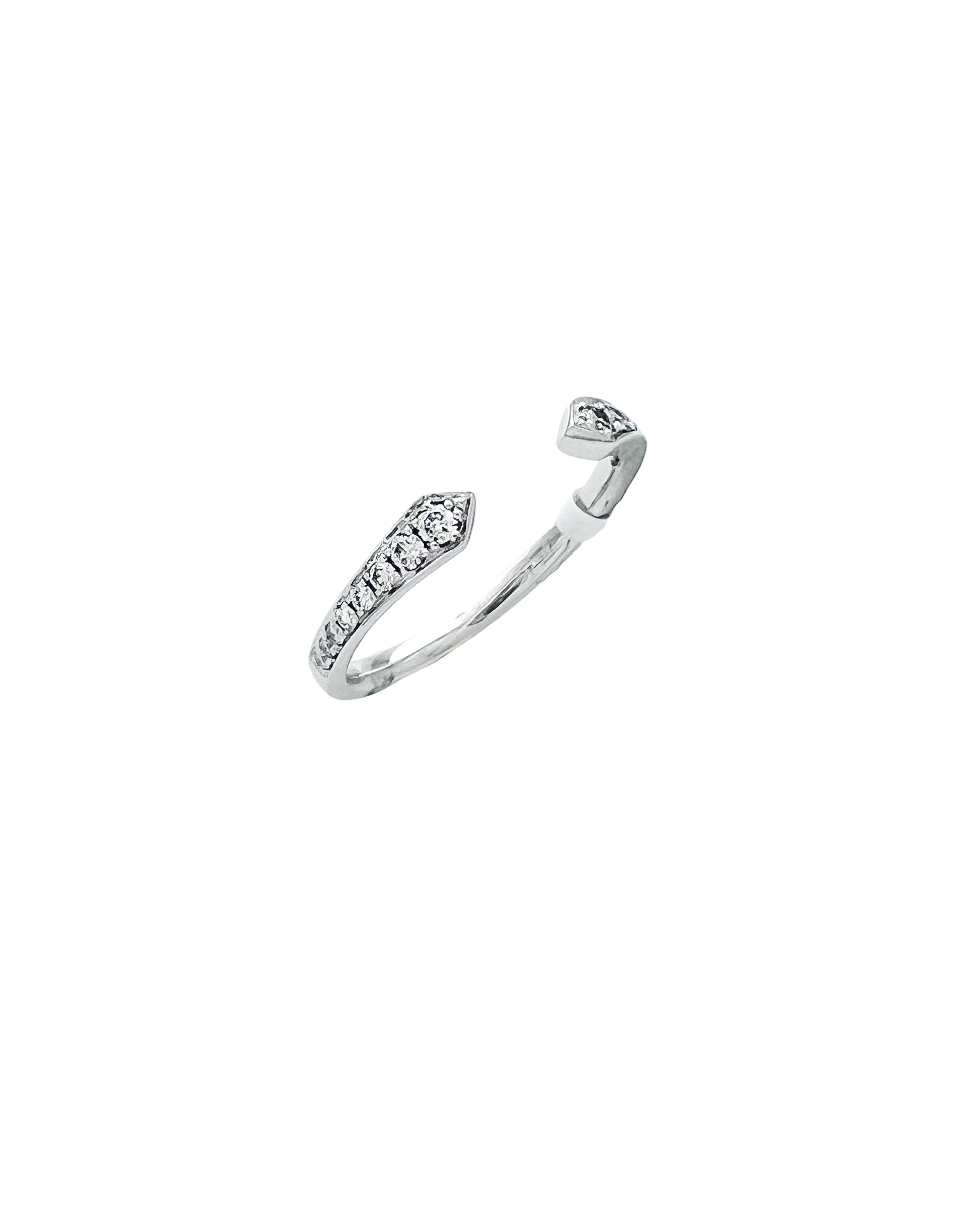 O.17 Carats Diamond Set In 14 Karat White Gold Gap Band