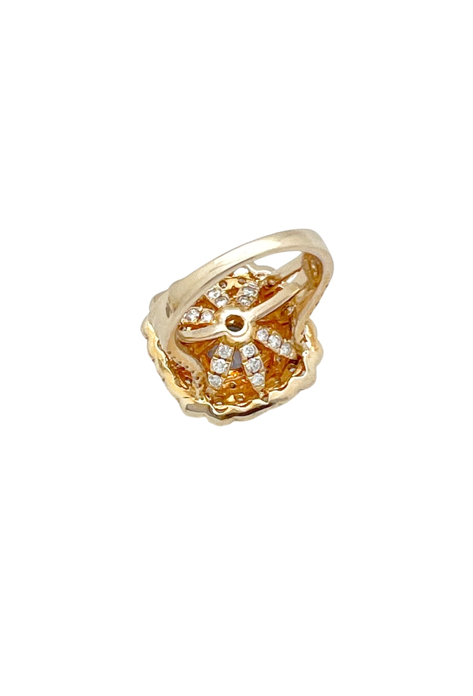 2.03 Cts Sapphire Unheated(Violetish Blue) 2.74 Cts Diamonds 14K Yel-Gold Ring
