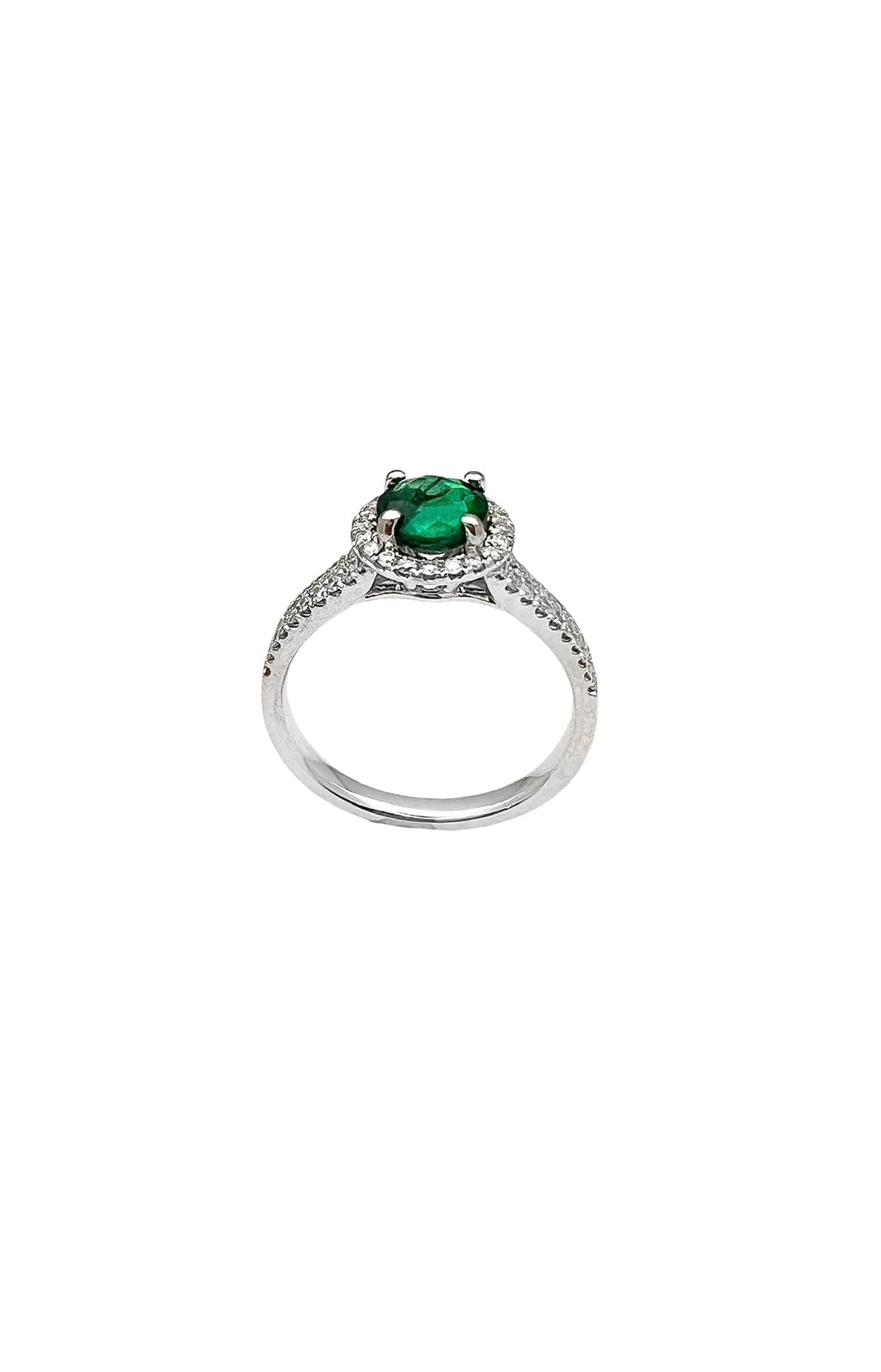 0.84 Carats Colombian Emerald “Trapiche” No-Oil (Certified) & 0.52 Carats Diamonds VS2 Set In 18 Karat White Gold Ring