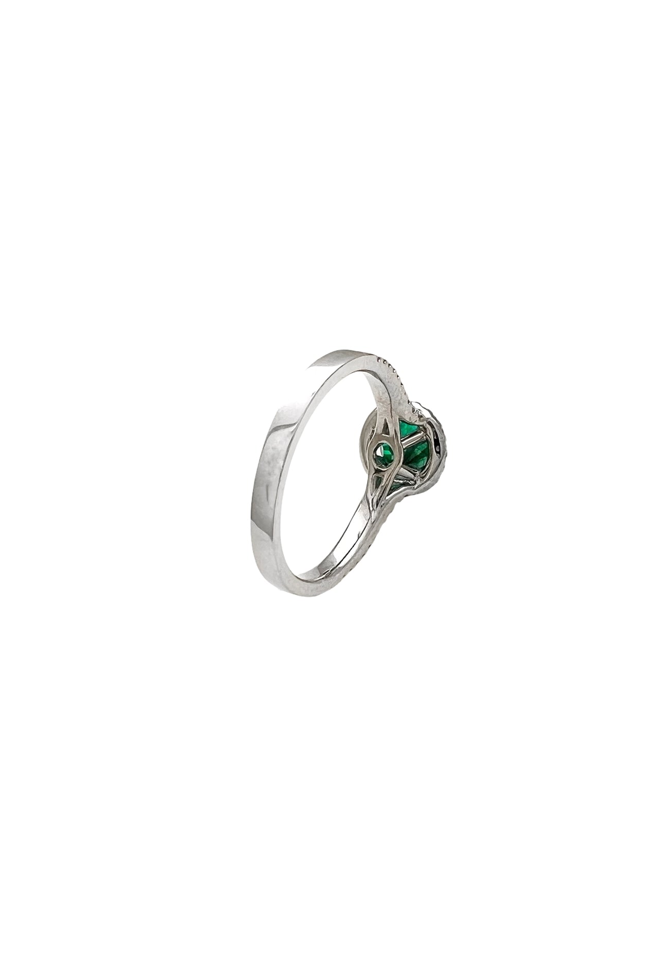 0.84 Carats Colombian Emerald “Trapiche” No-Oil (Certified) & 0.52 Carats Diamonds VS2 Set In 18 Karat White Gold Ring