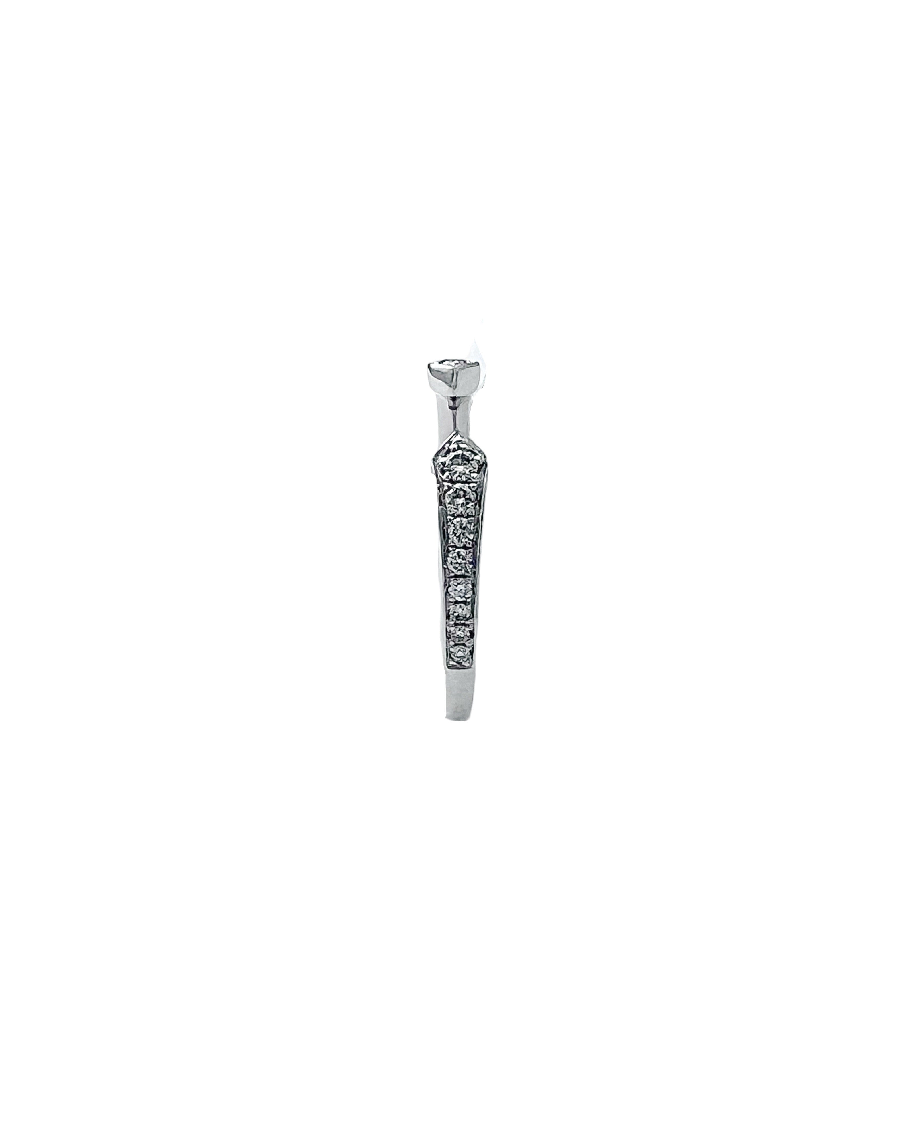 O.17 Carats Diamond Set In 14 Karat White Gold Gap Band