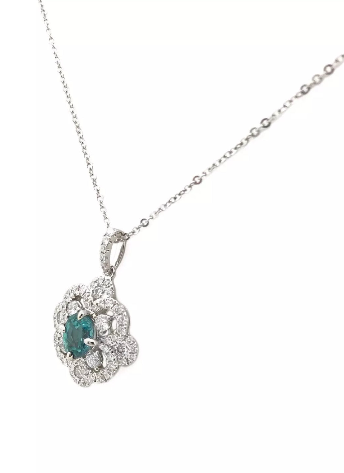 1.14 Carats Alexandrite W/ 1.00 Carats Diamonds (GIA Cert) 18K White Gold