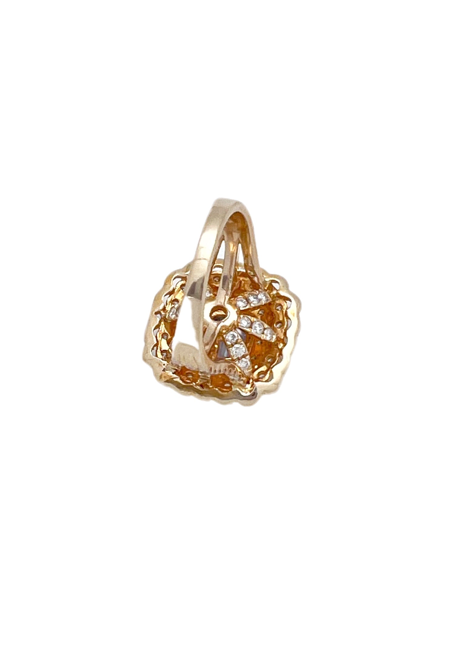 2.03 Cts Sapphire Unheated(Violetish Blue) 2.74 Cts Diamonds 14K Yel-Gold Ring