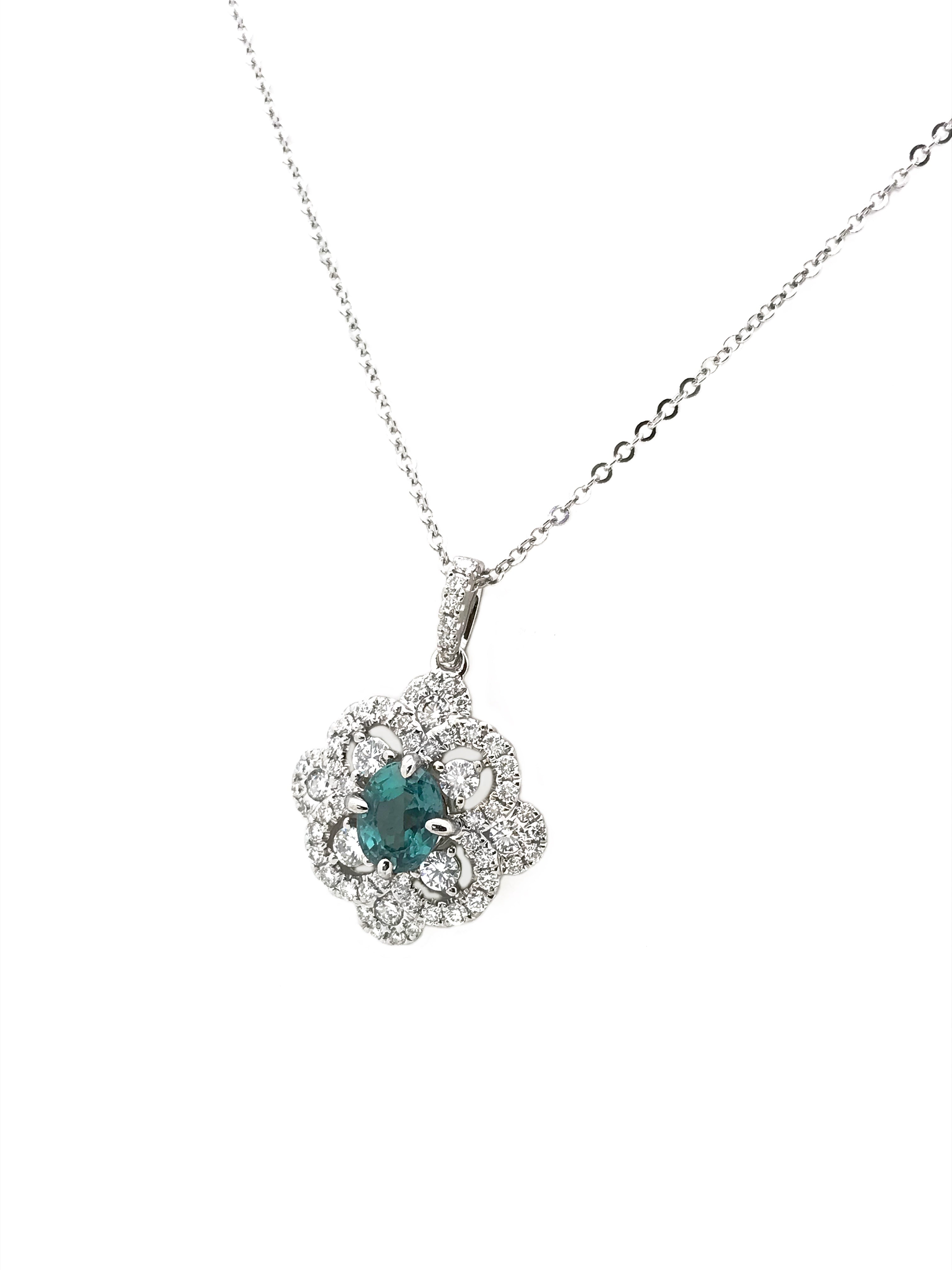 1.14 Carats Alexandrite W/ 1.00 Carats Diamonds (GIA Cert) 18K White Gold