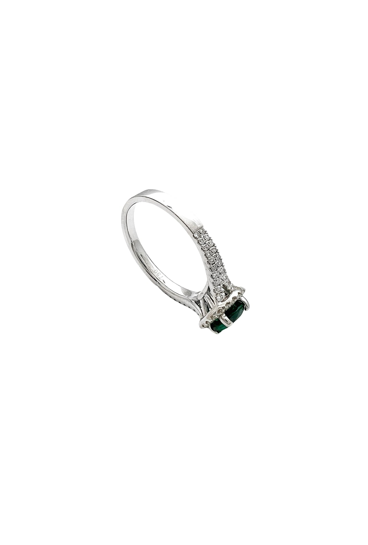 0.84 Carats Colombian Emerald “Trapiche” No-Oil (Certified) & 0.52 Carats Diamonds VS2 Set In 18 Karat White Gold Ring