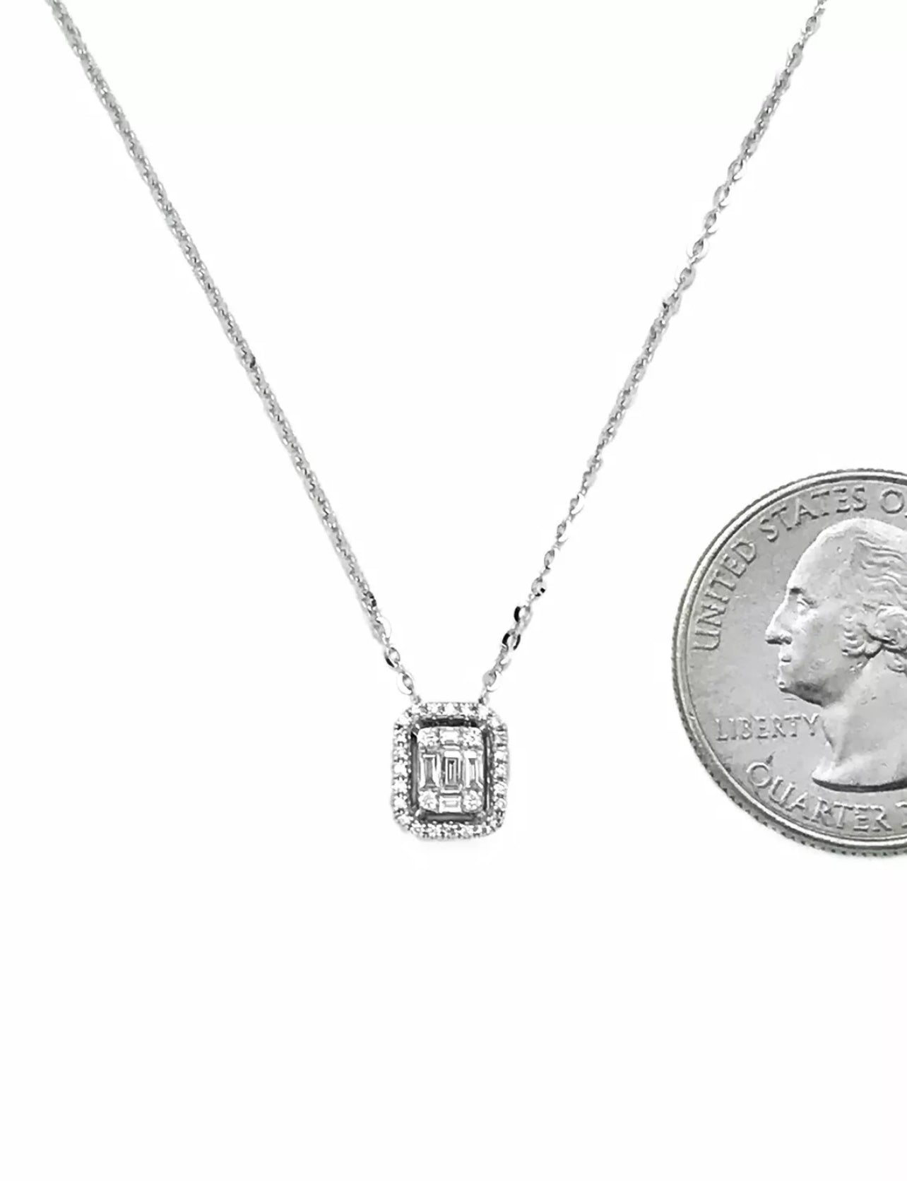 0.43 Carats Diamond 14K White Gold Pendant And Adjustable Chain