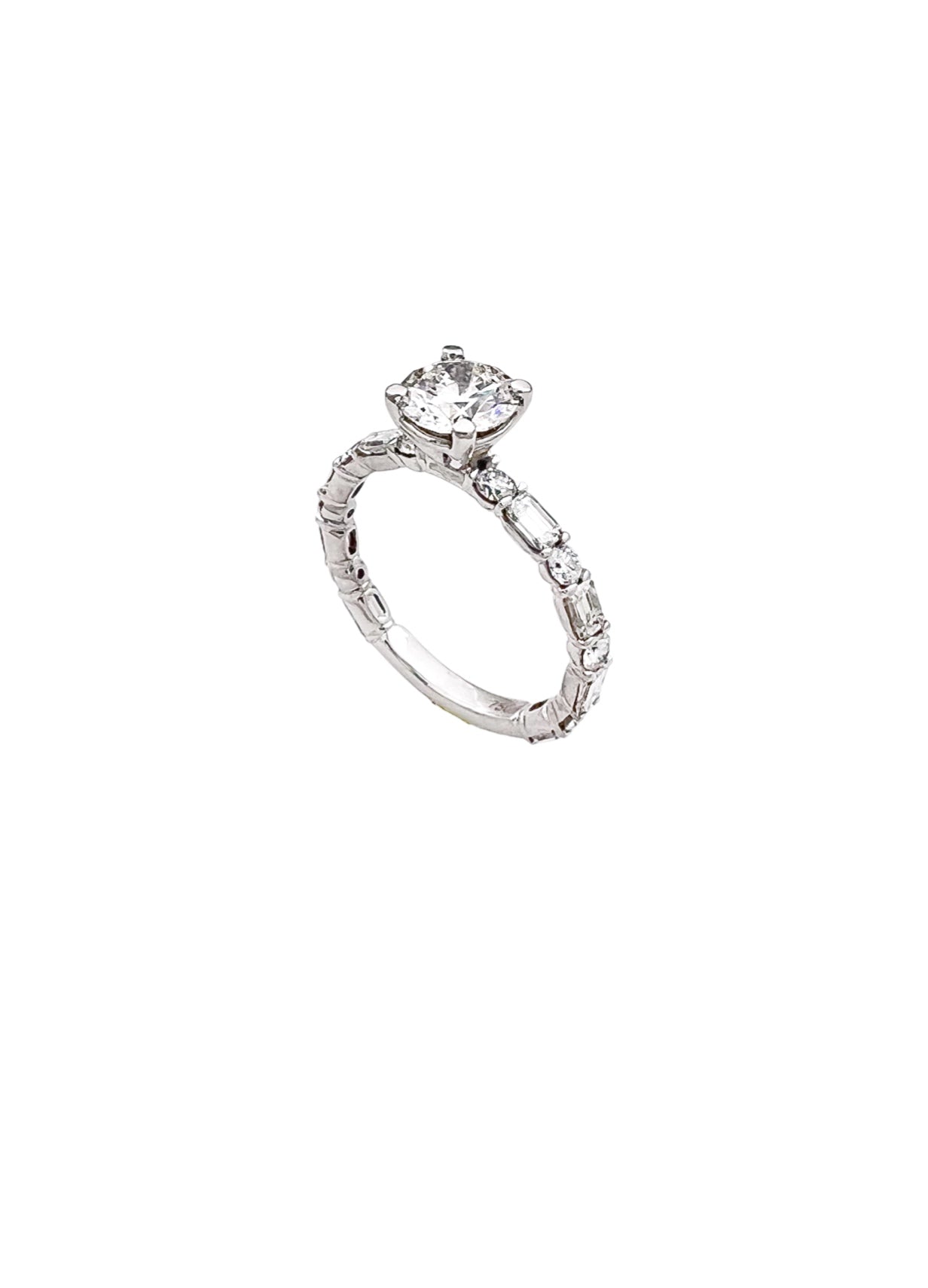 1.01 Carats Natural Diamond (Center Stone) VS1 Certified H&A W/ 1.62 Carats Diamonds 18Kt White Gold Ring