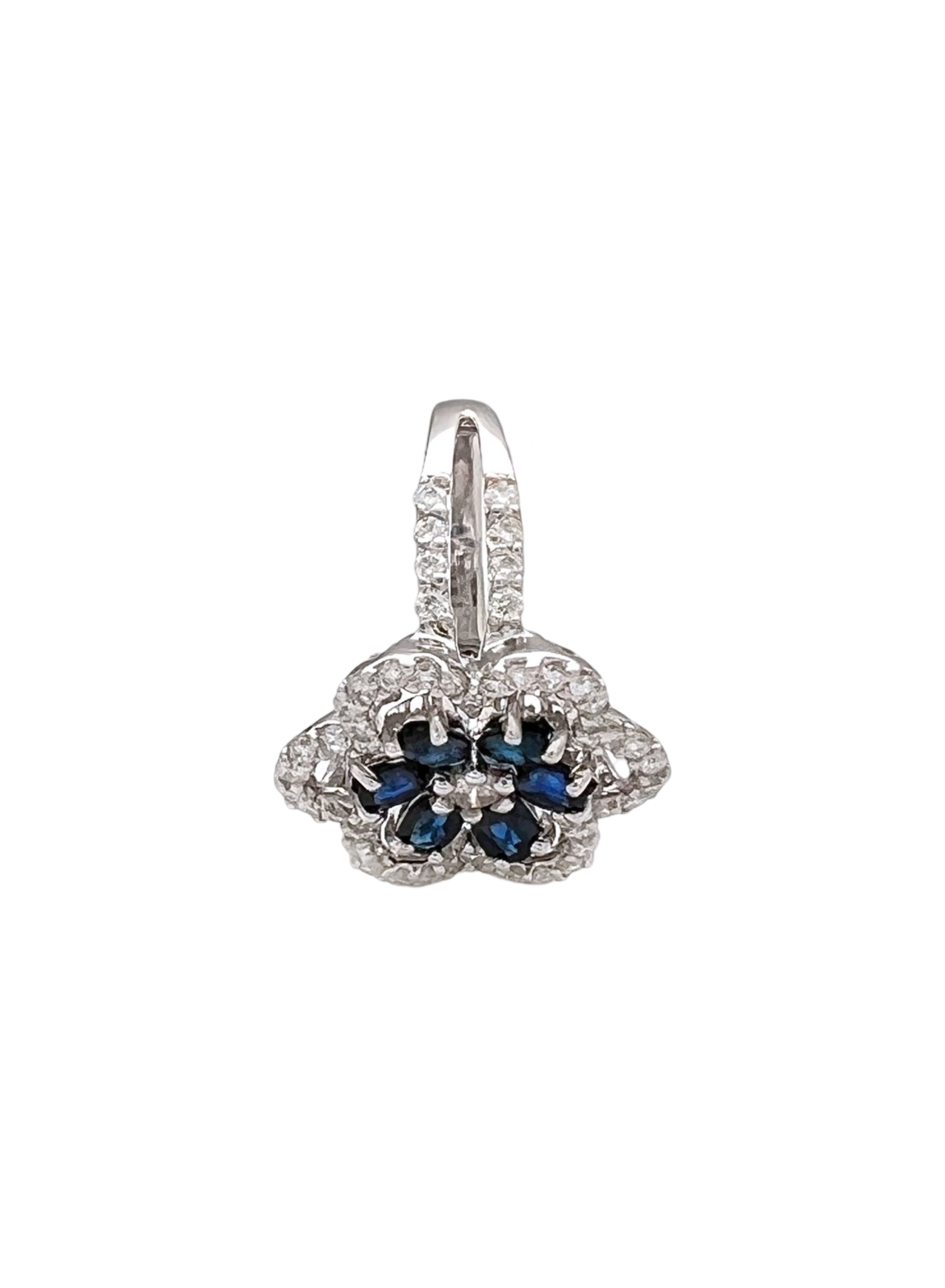 1.91Cts Dark Blue Ceylon Sapphire Cert. W/1.29Cts Diamond 14K White Gold Ring