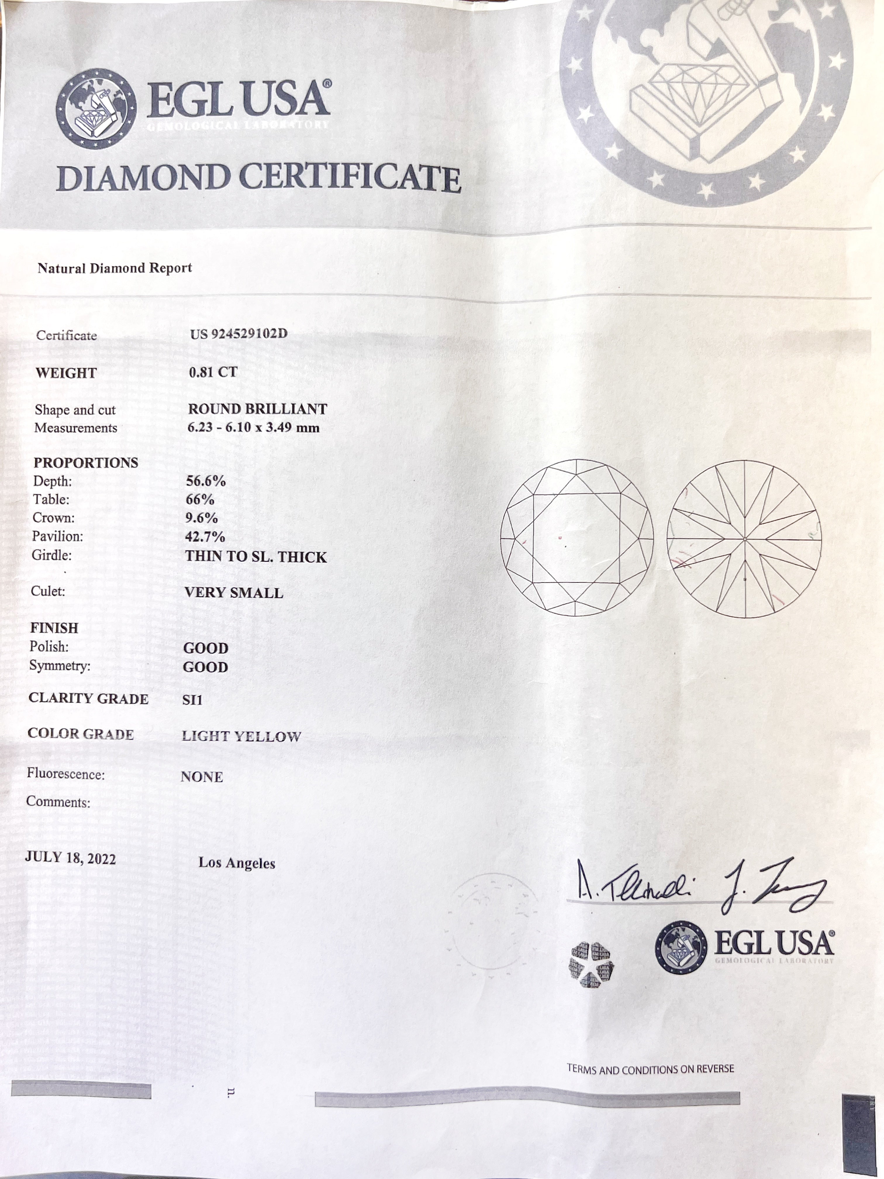 0.81 Carats Natural Diamond Light Yellow (Center Stone) SI1 Certified W/ 0.62 Carats Diamonds 18Kt White & Yellow Gold Ring