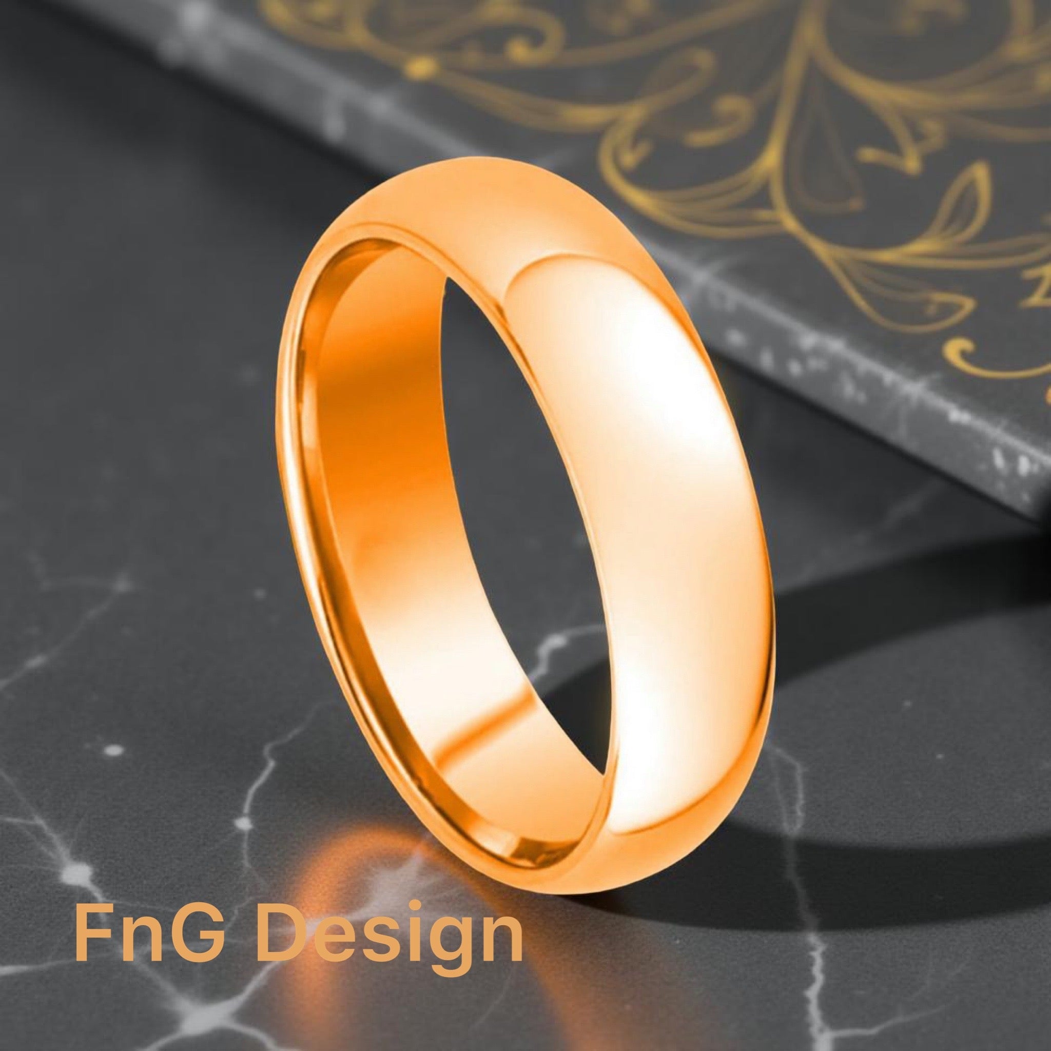 Rose Gold Tungsten Carbide 7mm ion Plating Domed hi-Polished Ring