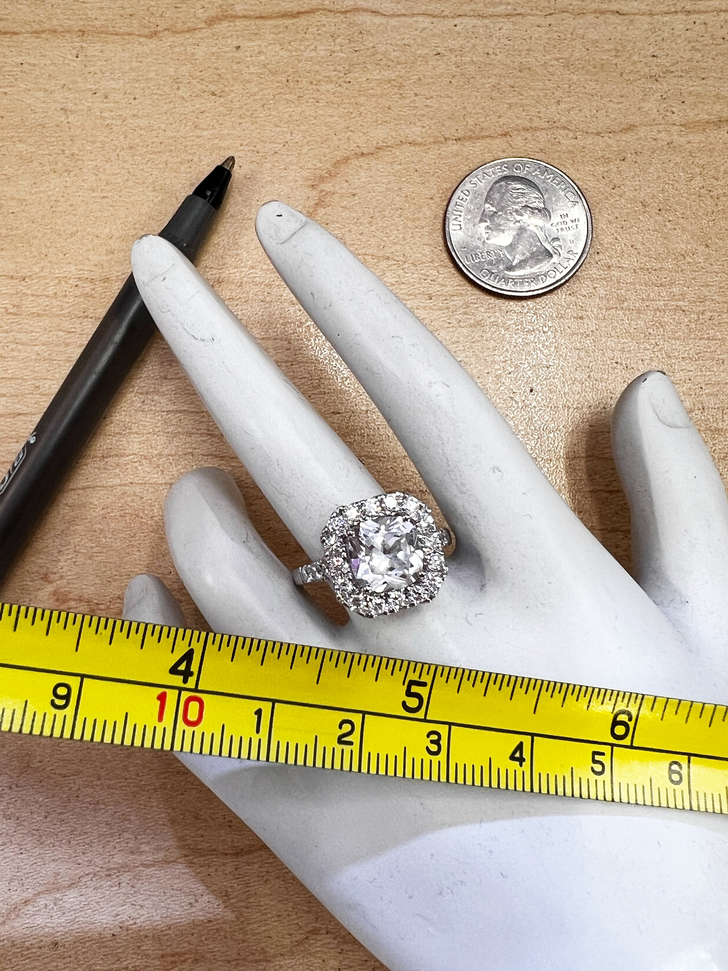 2.68 Carats White Sapphire Unheated (Certified) & 1.01 Carats Diamonds VS2 Set In 14 Karat White Gold Ring