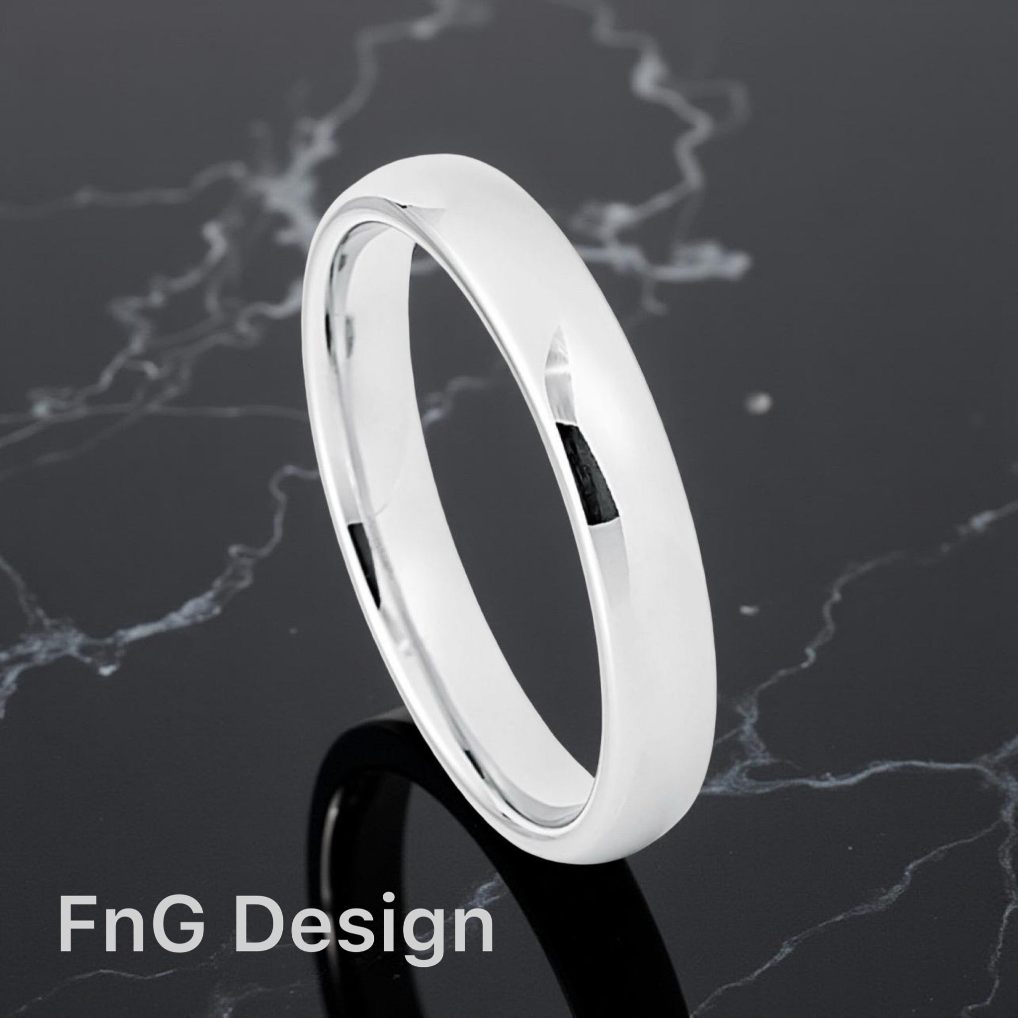 White Tungsten Carbide 4mm ion Plating Domed hi-Polish Ring