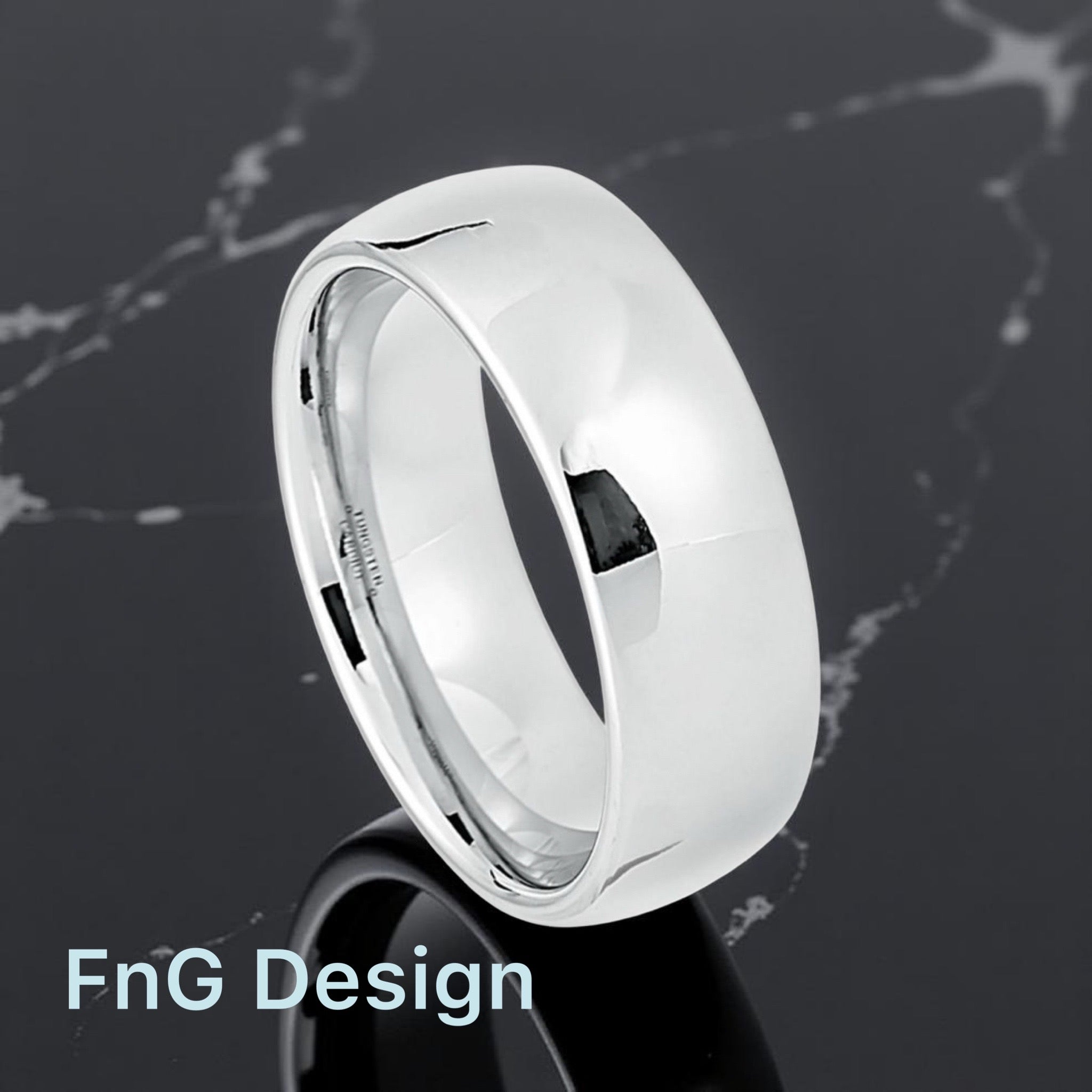 White Tungsten Carbide 8mm ion Plating Domed hi-Polish Ring