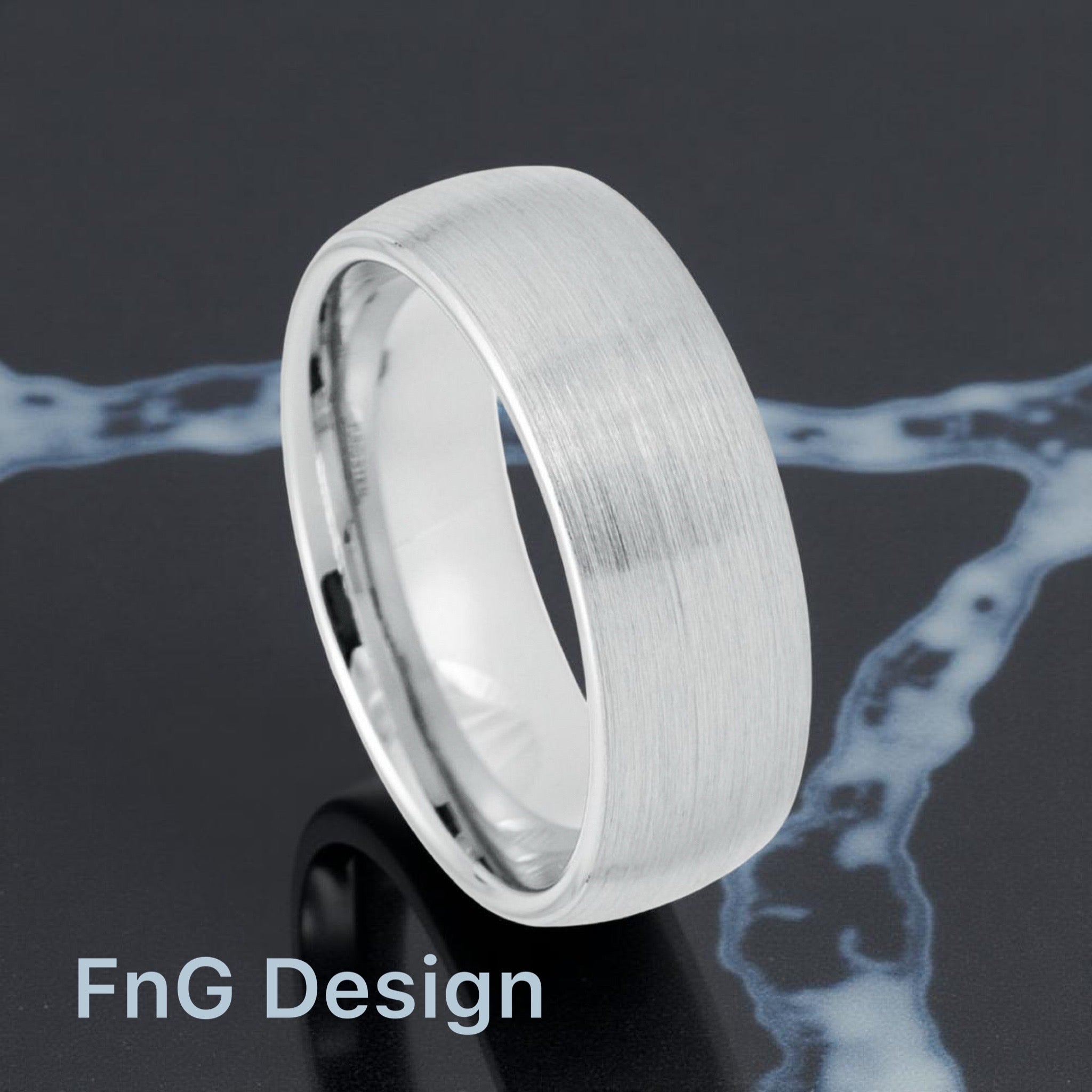 White Tungsten Carbide 8mm ion Plating Domed Brushed Finish Ring