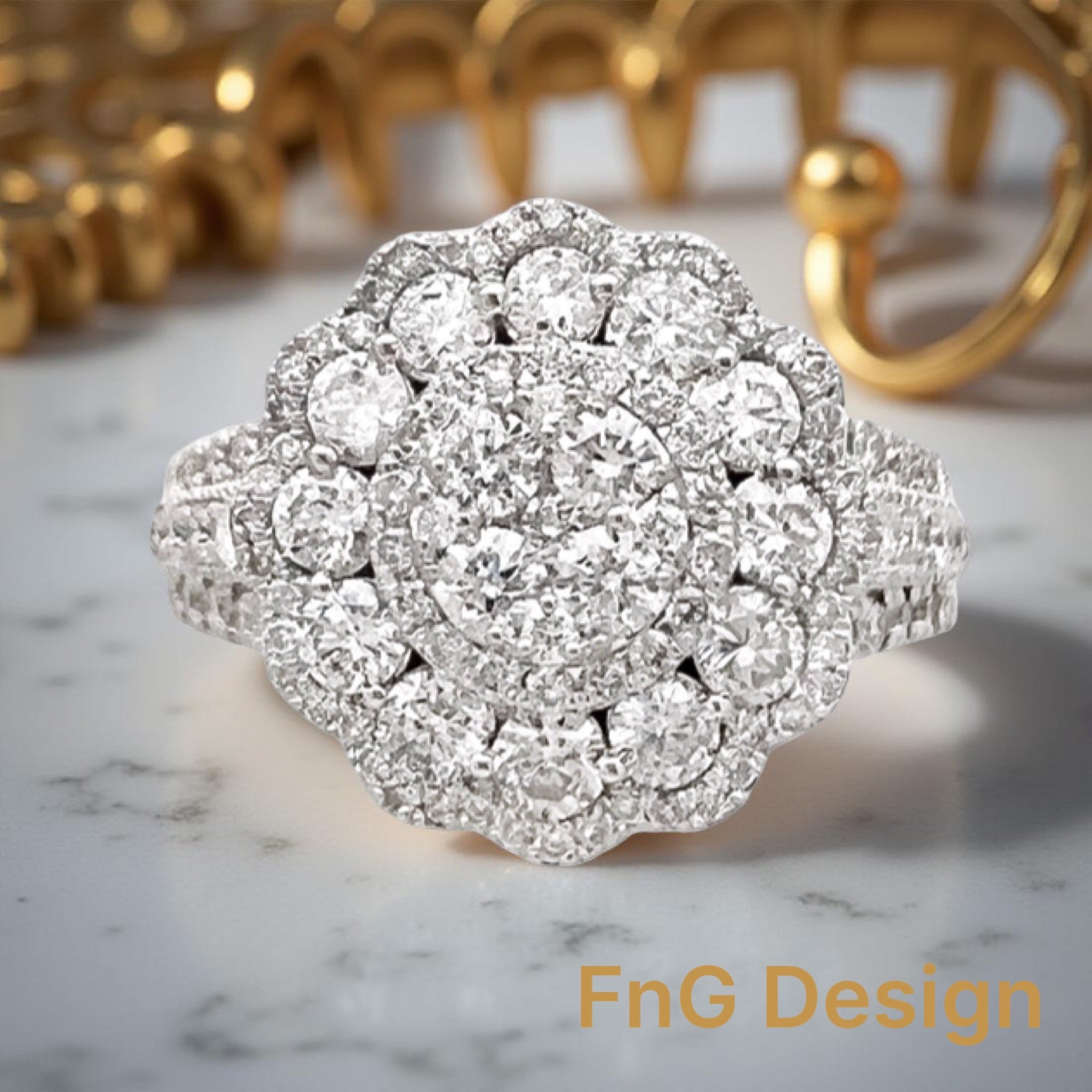 2.21 Carats Diamonds VS2 Set In 14 Karat White Gold Ring