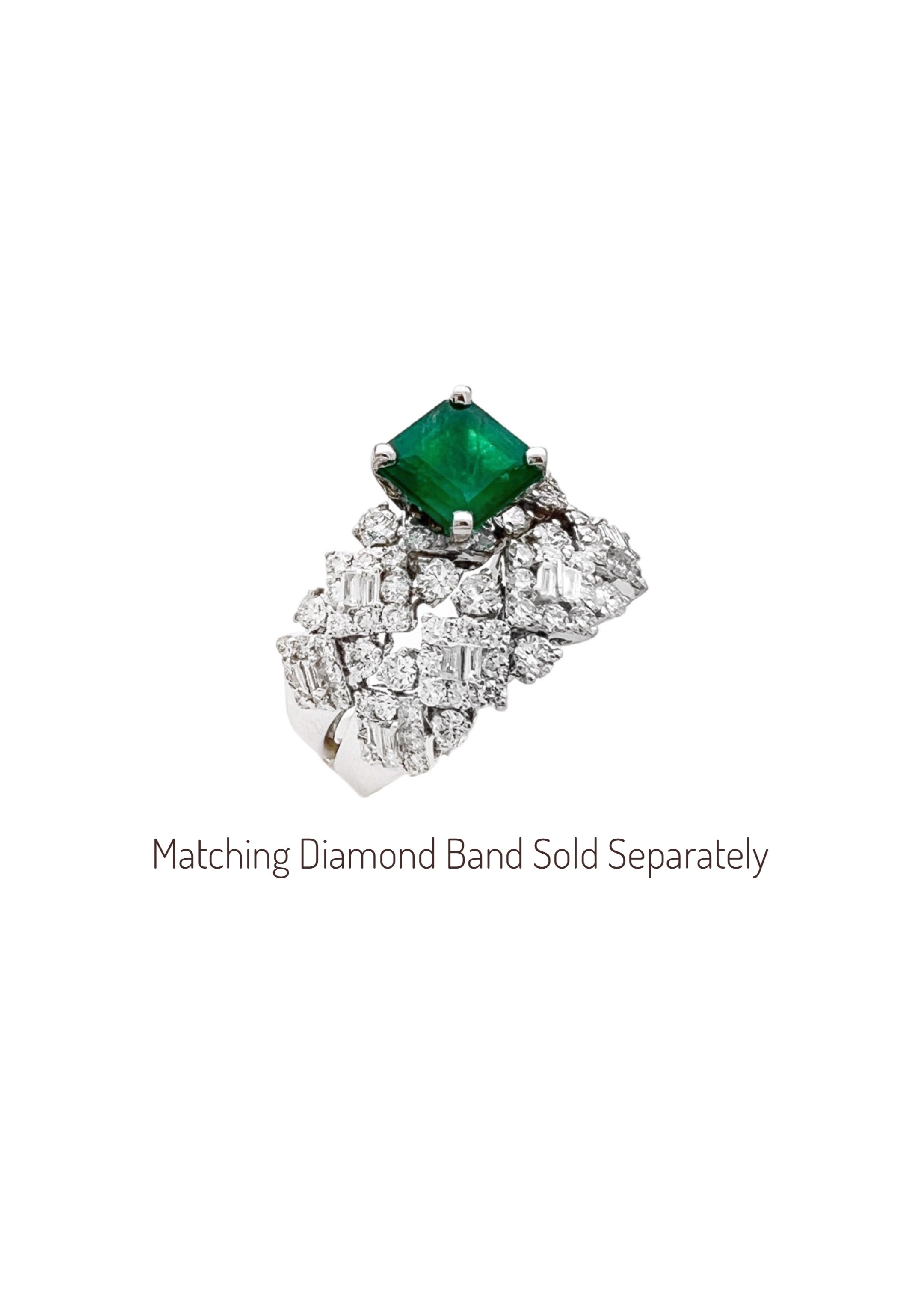 1.35 Carats Emerald Colombia F1 (Certified) & 1.35 Carats Diamonds 18K White Gold Ring