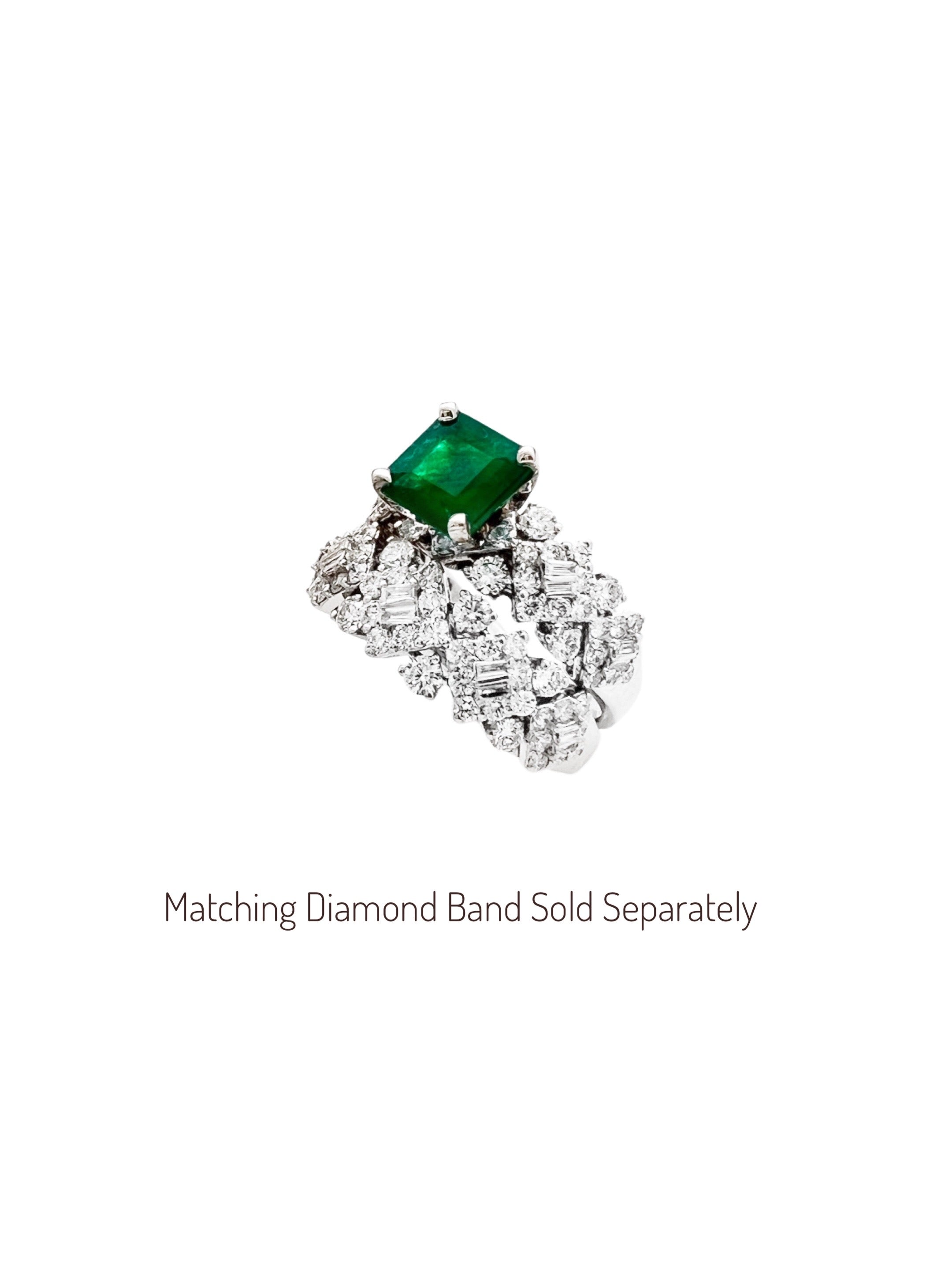 1.35 Carats Emerald Colombia F1 (Certified) & 1.35 Carats Diamonds 18K White Gold Ring