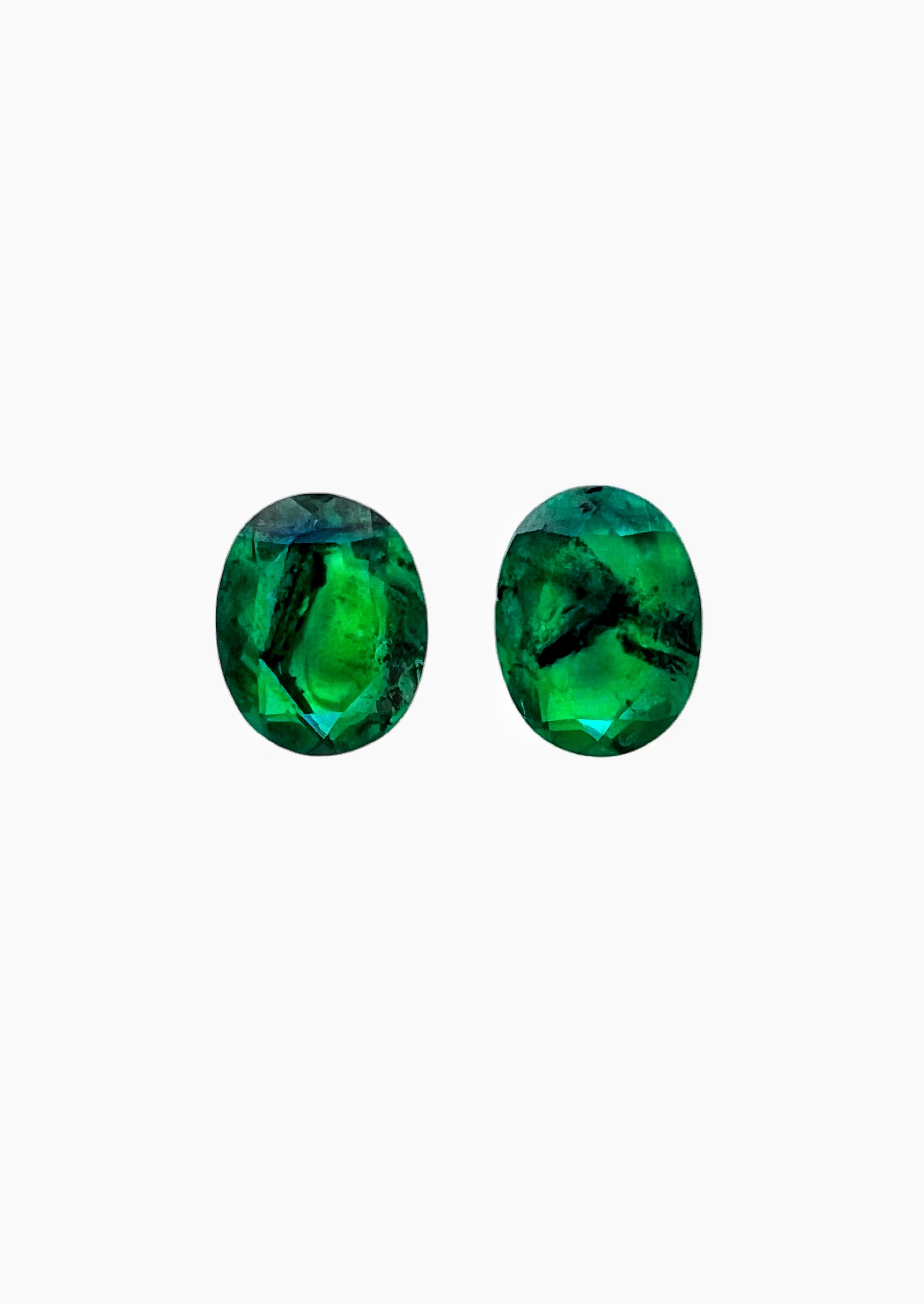 3.26Ct Trapiche Emerald F1-N/O (Col.)Certified & 2.01Ct Dia 18K Yel-Gold Earring