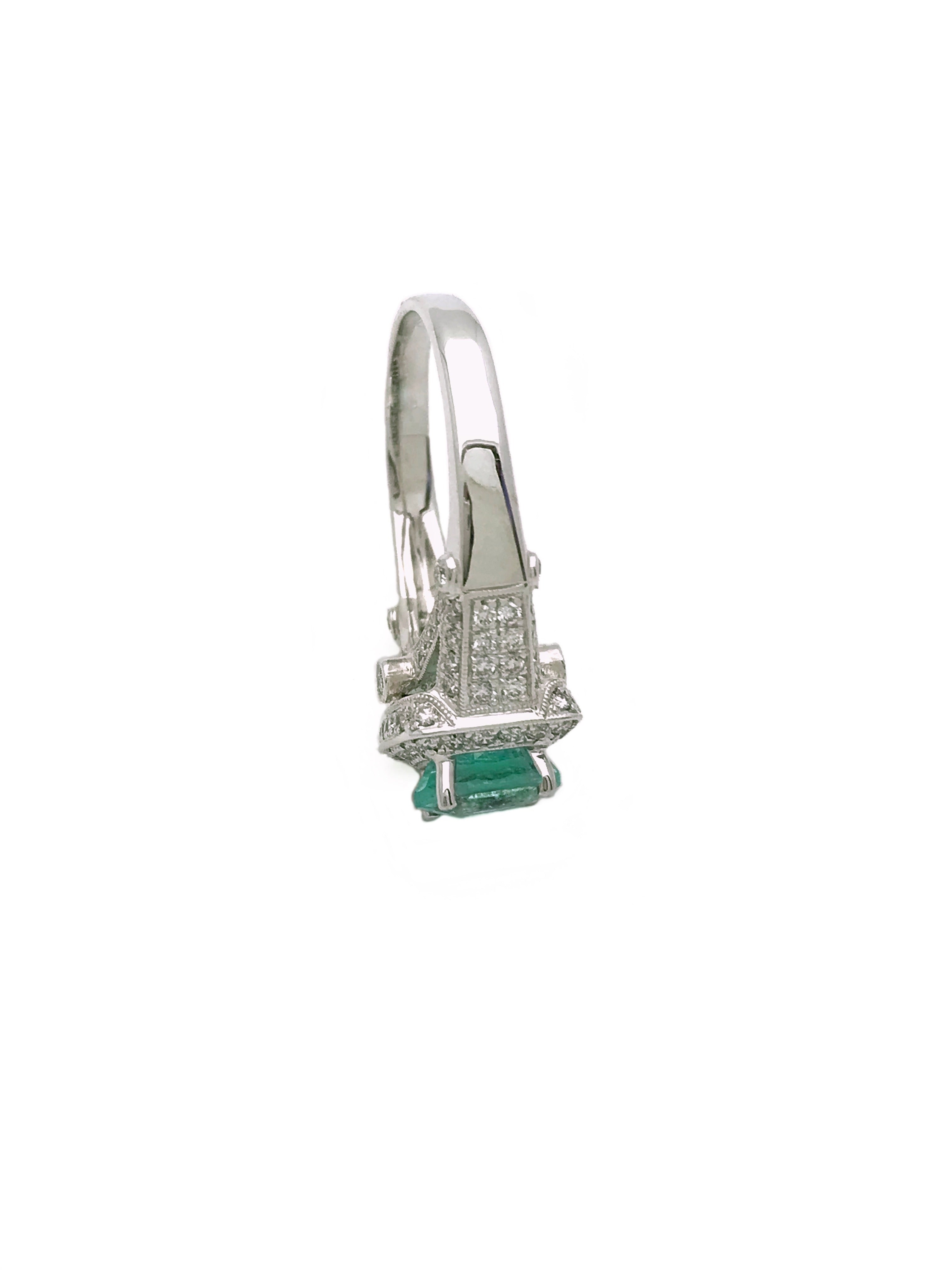 1.572Cts Paraiba Tourmaline (Certified) & 1.42Cts Diamond 18K White Gold Ring