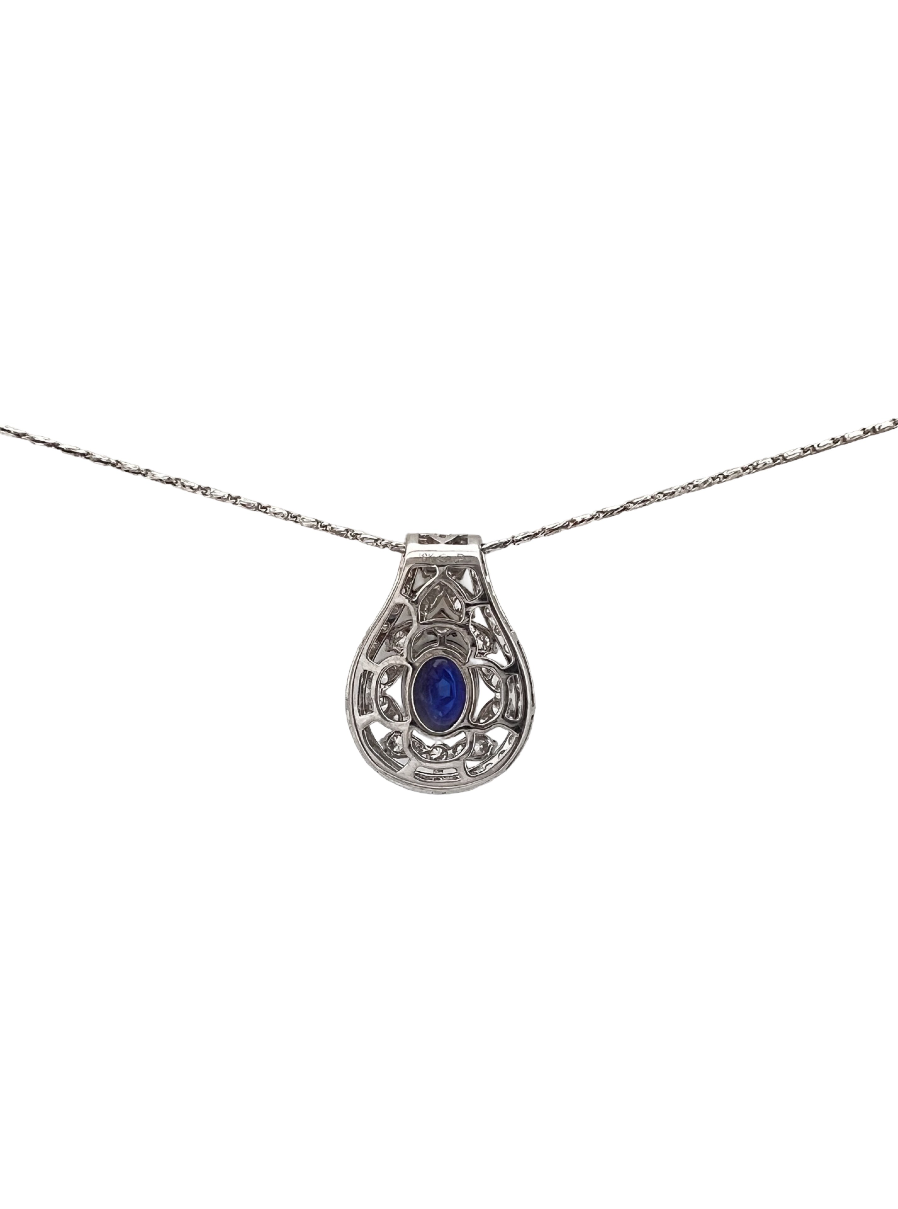 1.96Cts Ceylon Sapphire Color Change Certified & 1.48Cts Dia 18K White Gold Pendant-Chain