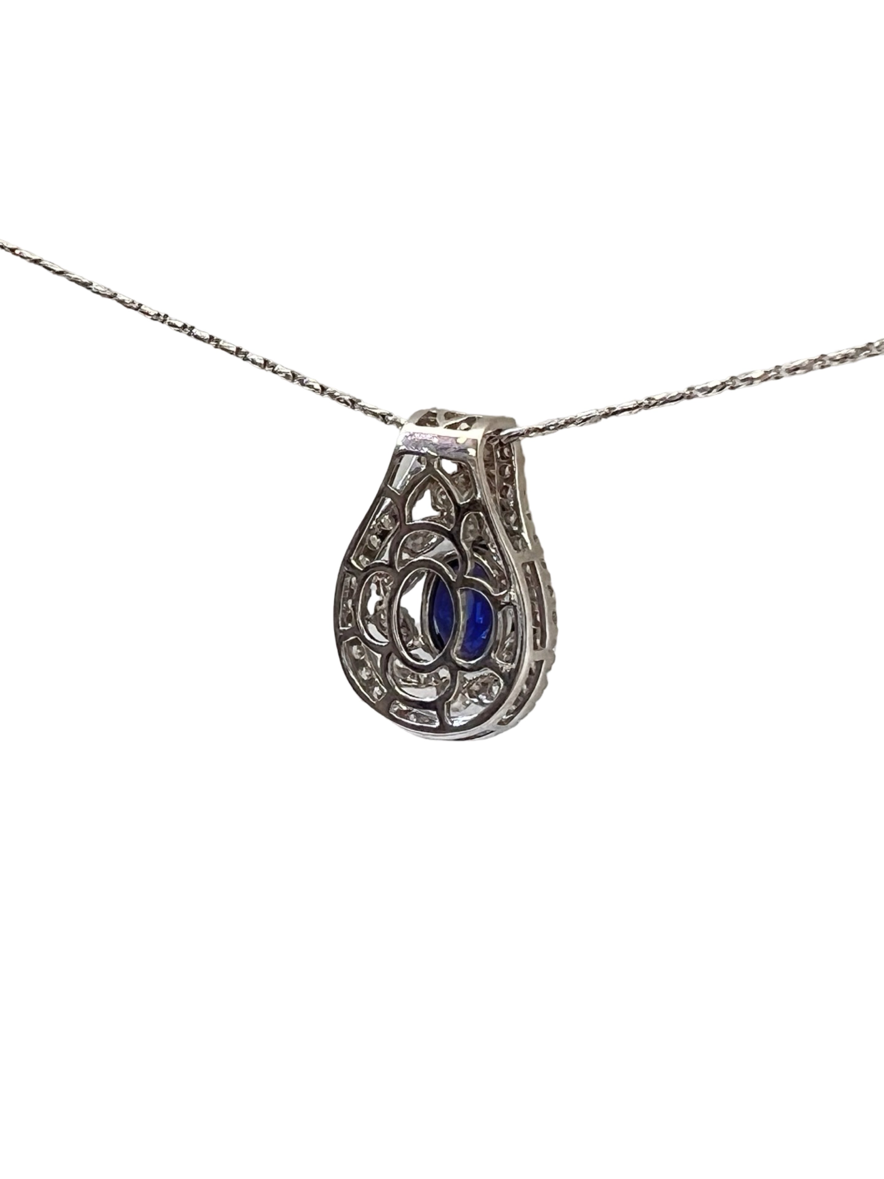 1.96Cts Ceylon Sapphire Color Change Certified & 1.48Cts Dia 18K White Gold Pendant-Chain