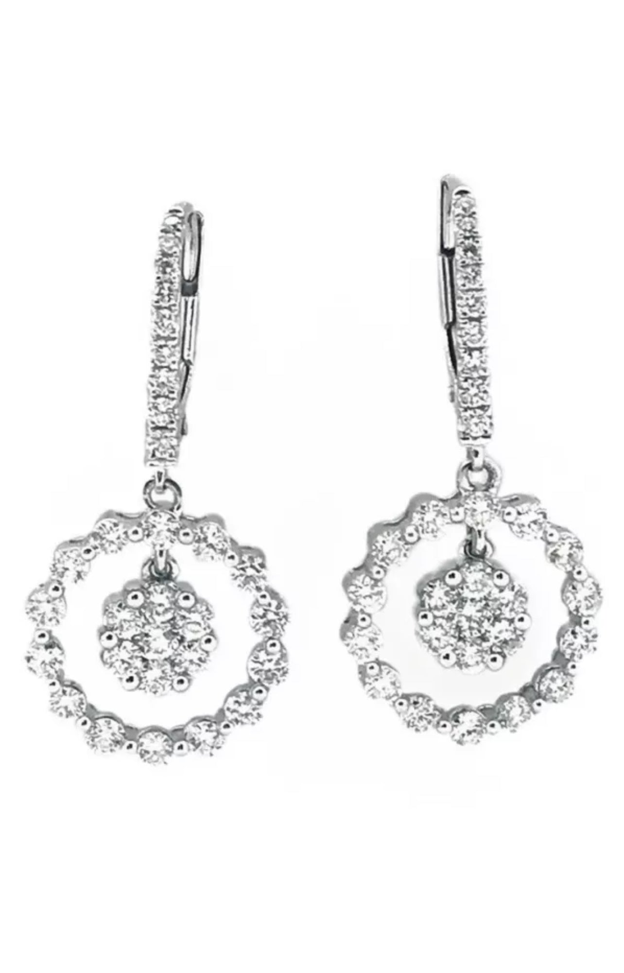1.82 Total Carat Weight Diamonds 18K White Gold Earrings