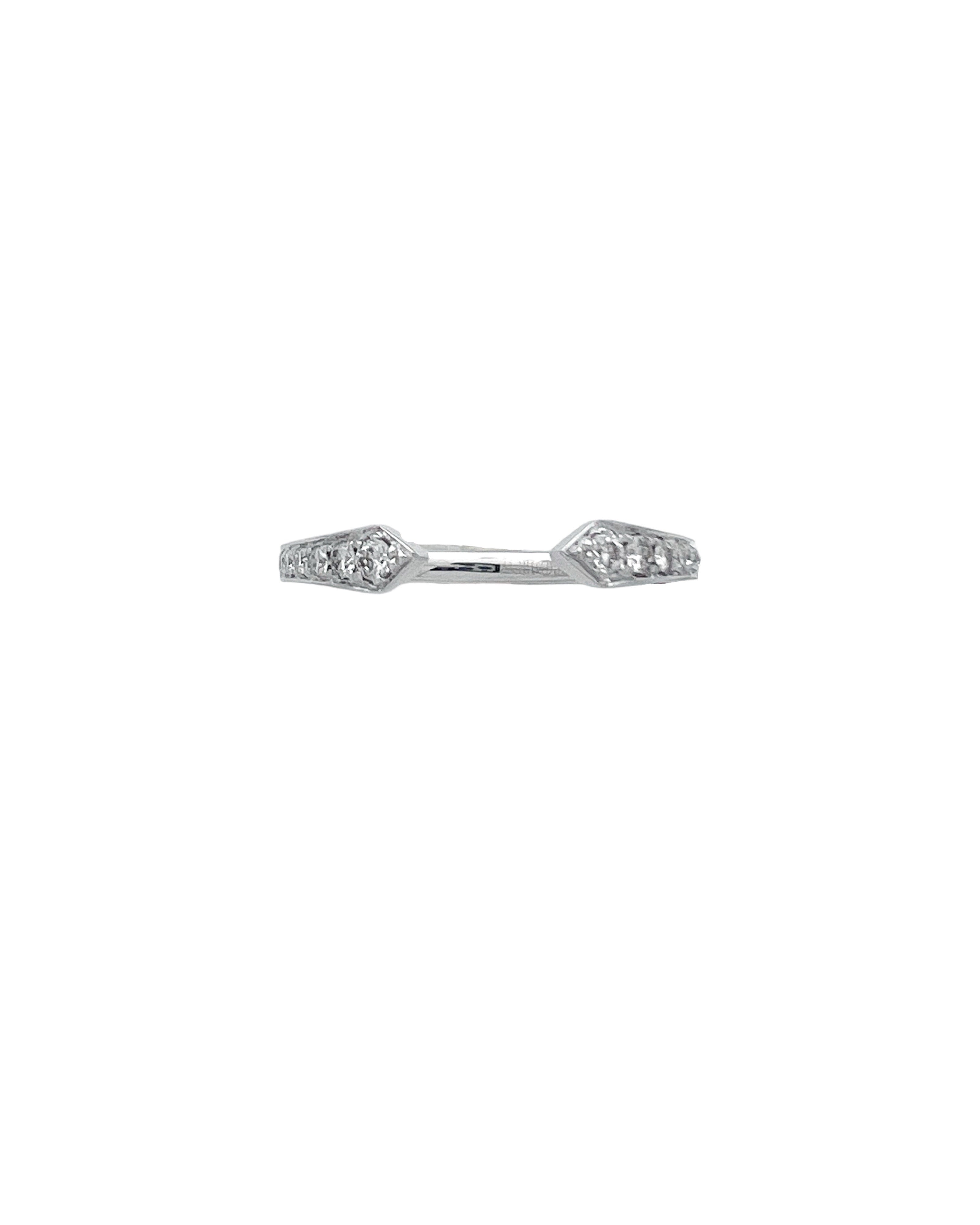 O.17 Carats Diamond Set In 14 Karat White Gold Gap Band