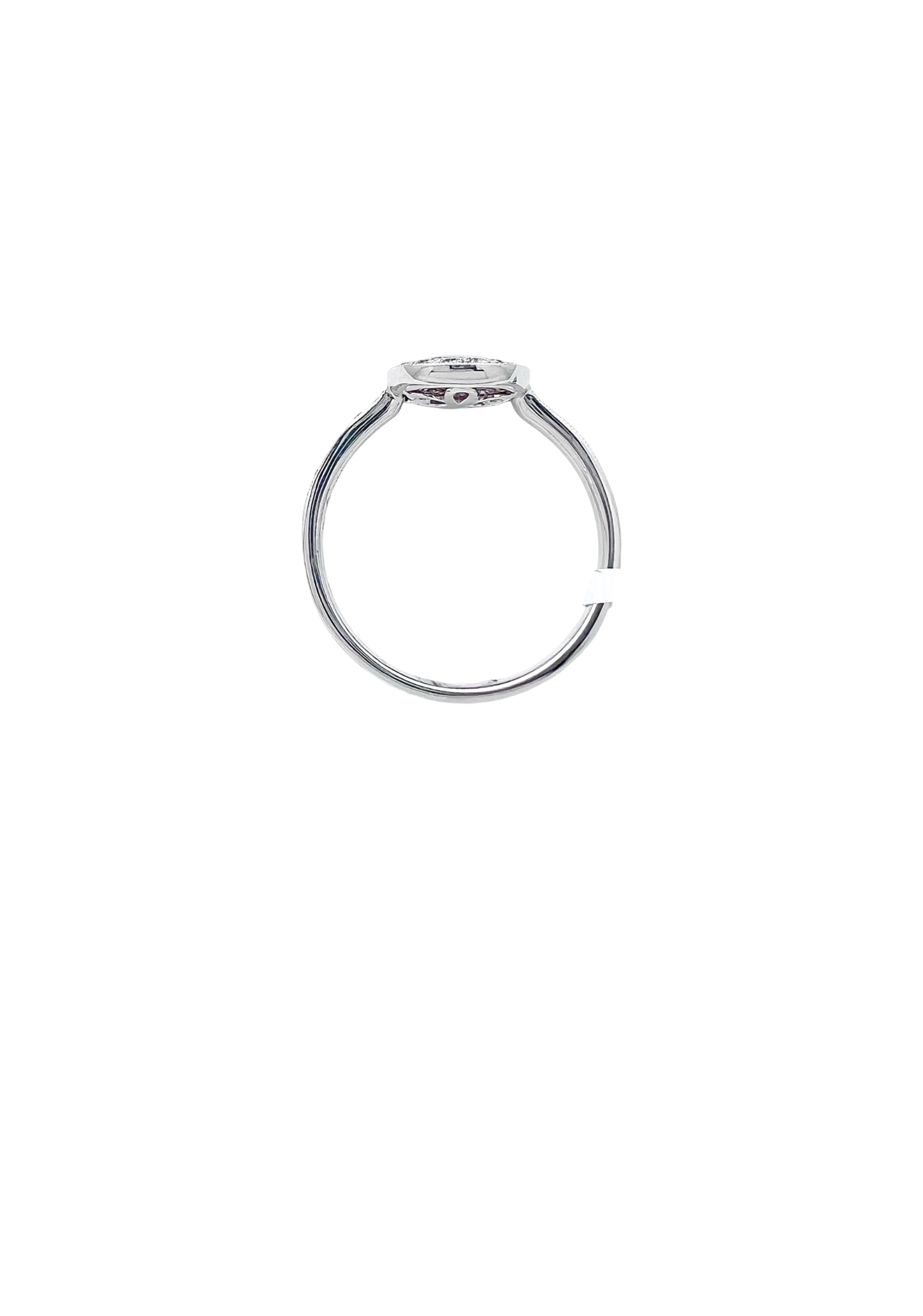 0.26 Carats Diamond VS2 & 0.39 Carats Red Ruby Set In 14 Karat White Gold Ring