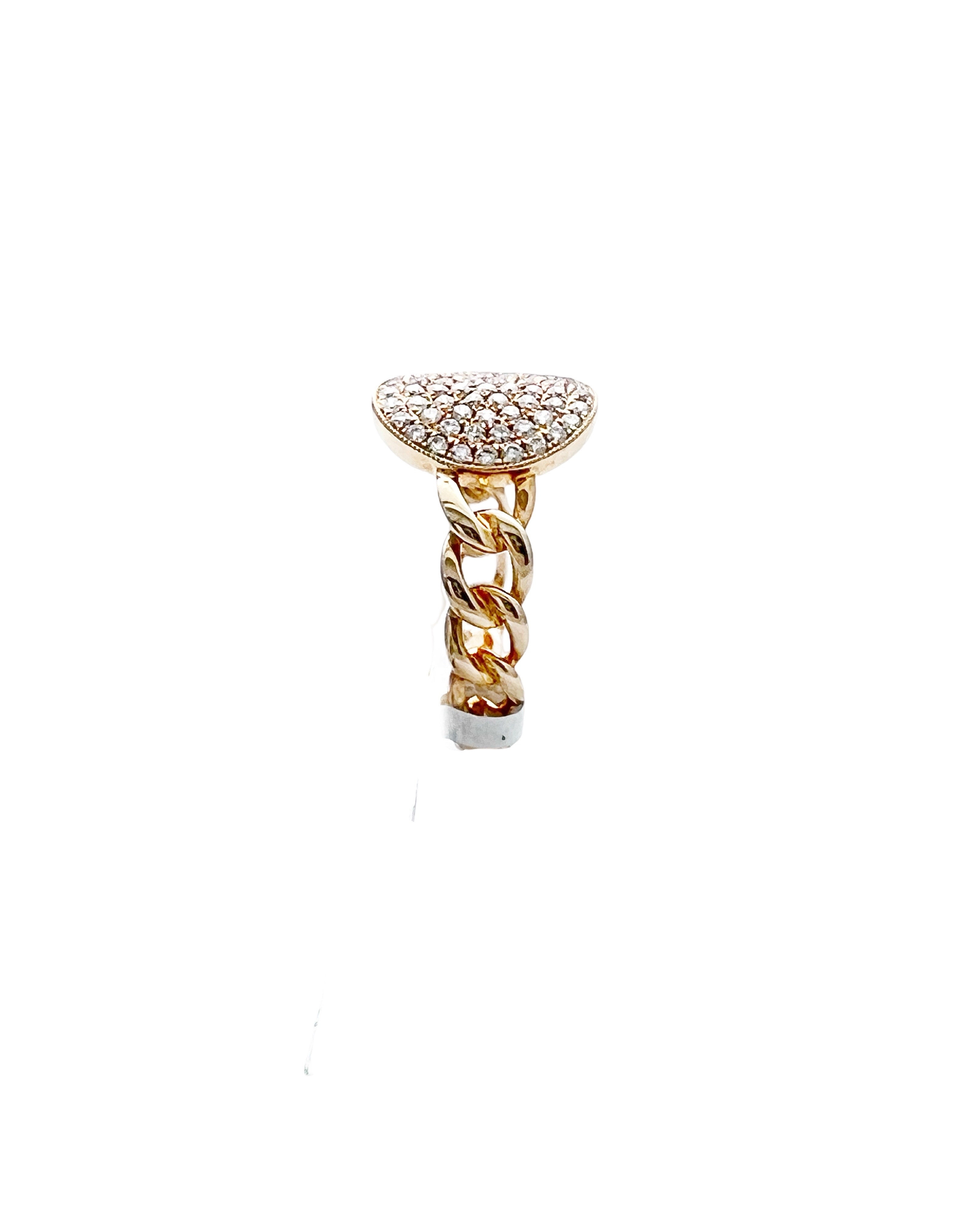 0.39 Carats Diamonds VS2 Set In 14 Karat Yellow Gold Cuban Ring