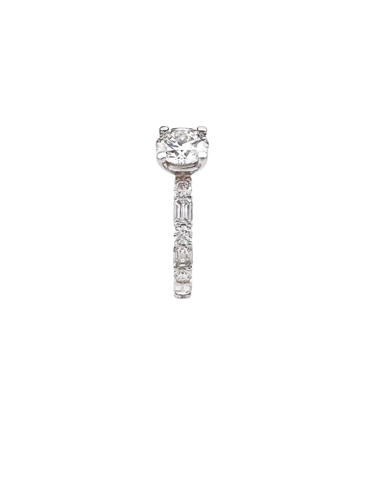 1.01 Carats Natural Diamond (Center Stone) VS1 Certified H&A W/ 1.62 Carats Diamonds 18Kt White Gold Ring
