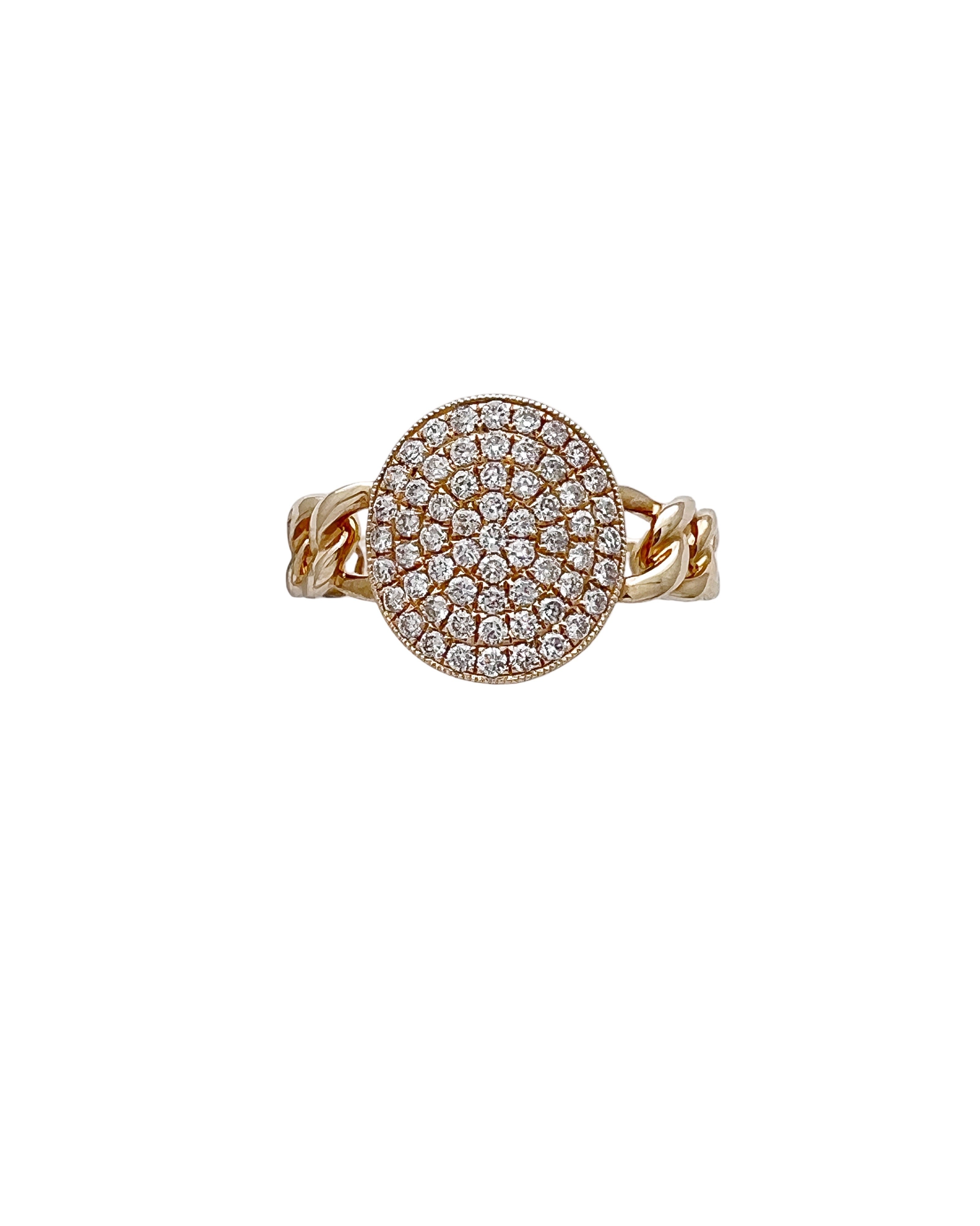 0.39 Carats Diamonds VS2 Set In 14 Karat Yellow Gold Cuban Ring