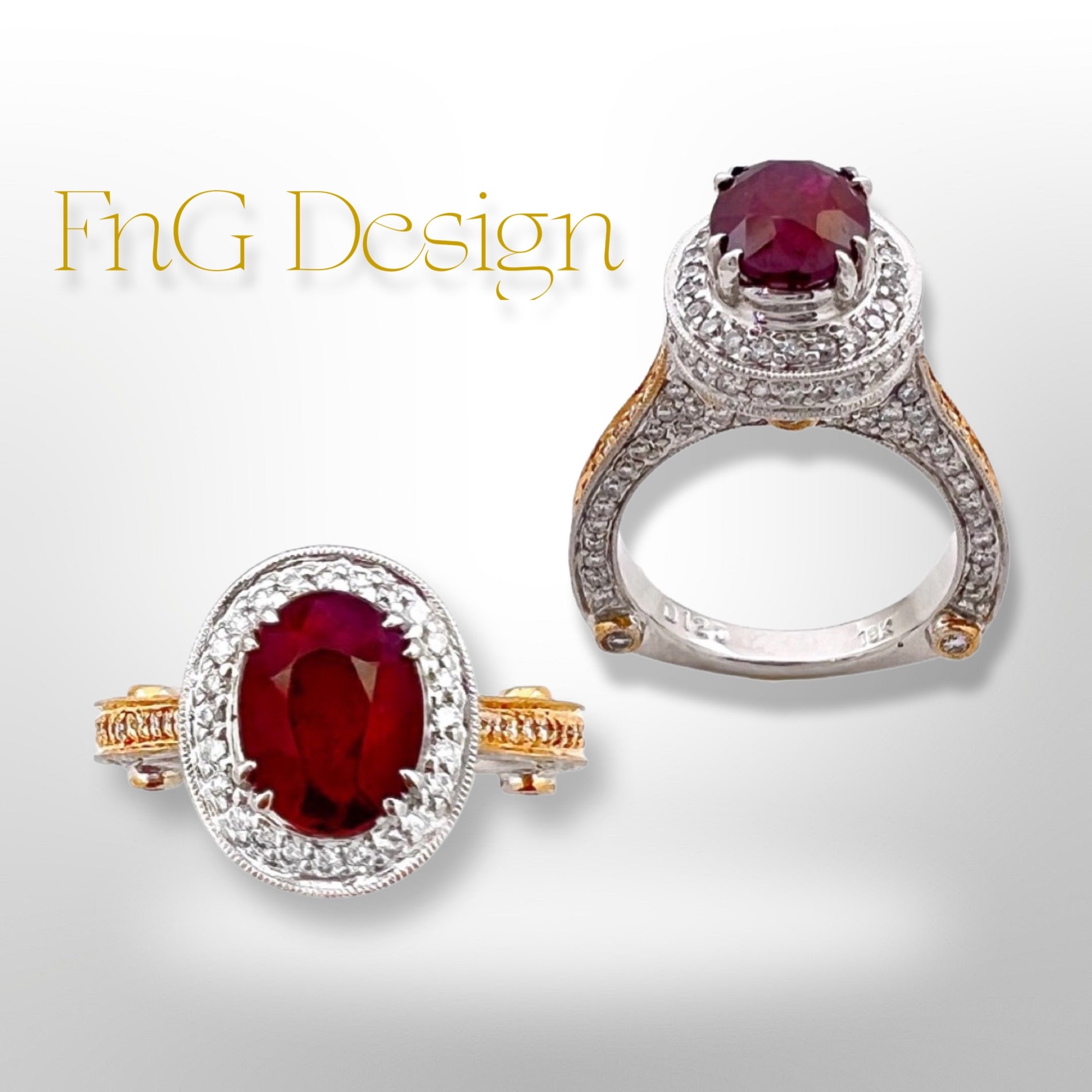 2.22Cts Ruby Heated GIA (Certified) & 1.20Cts Diamonds Set In 18K Rose-White Gold Ring