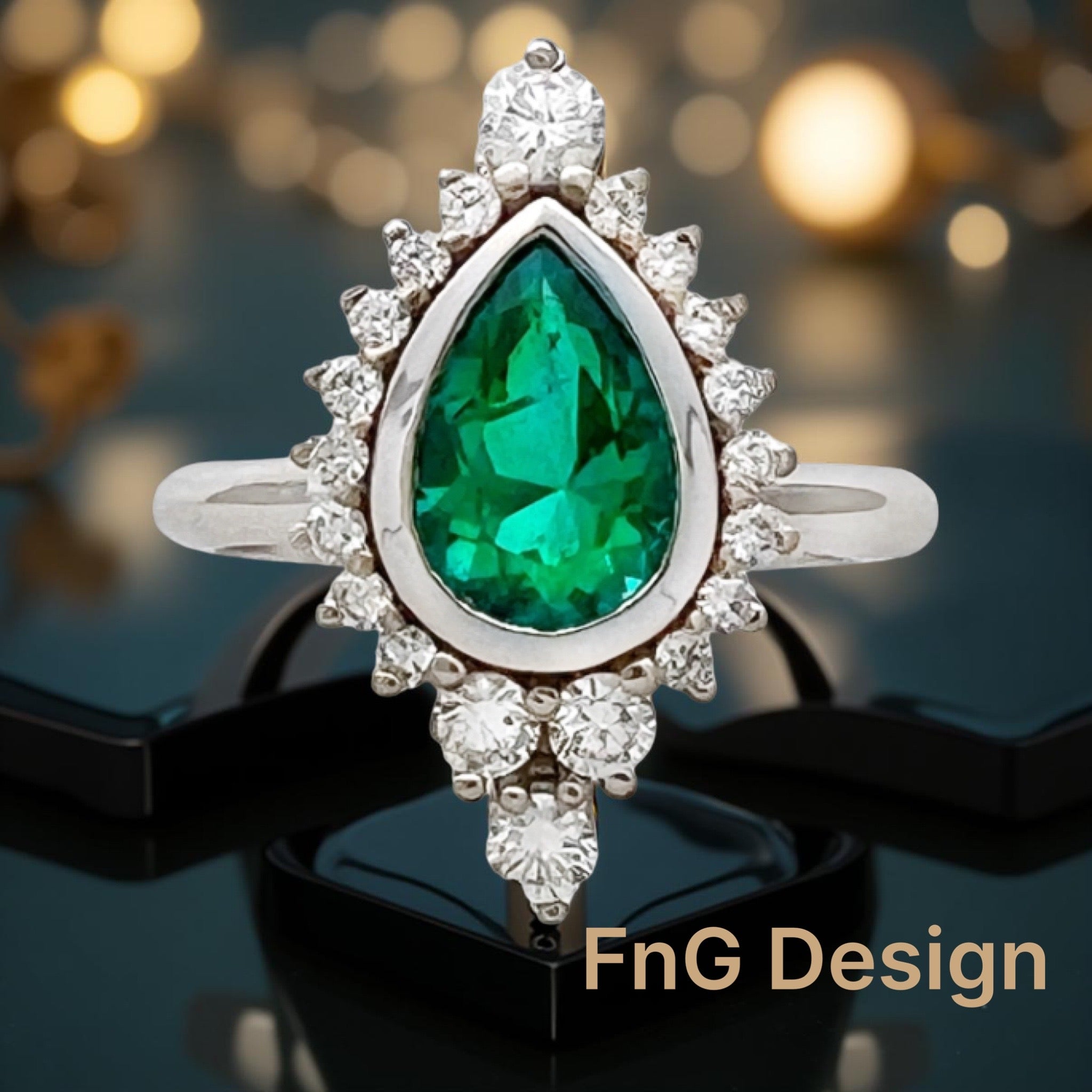 1.21 Carats Colombian Emerald F1 (Certified) & 0.45 Carats Diamond VS2 Set in 14 Karat Yellow Gold Ring
