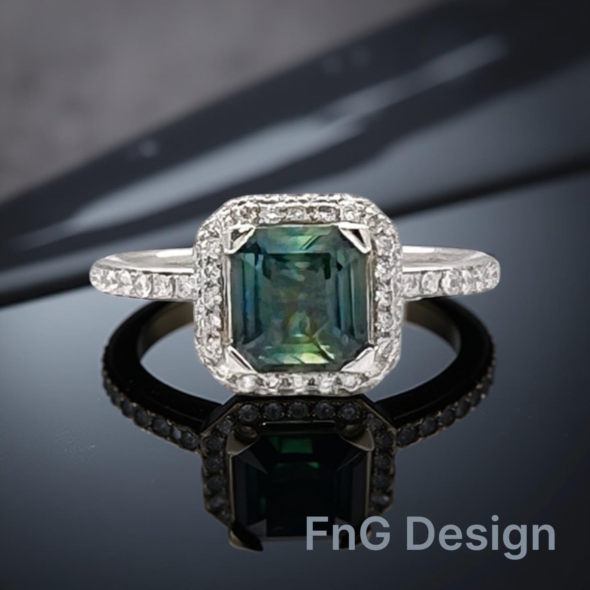 1.12 Carats Madagascar Sapphire No Heat (Certified) & 0.54 Carats Diamonds Set In 14 Karat White Gold Ring