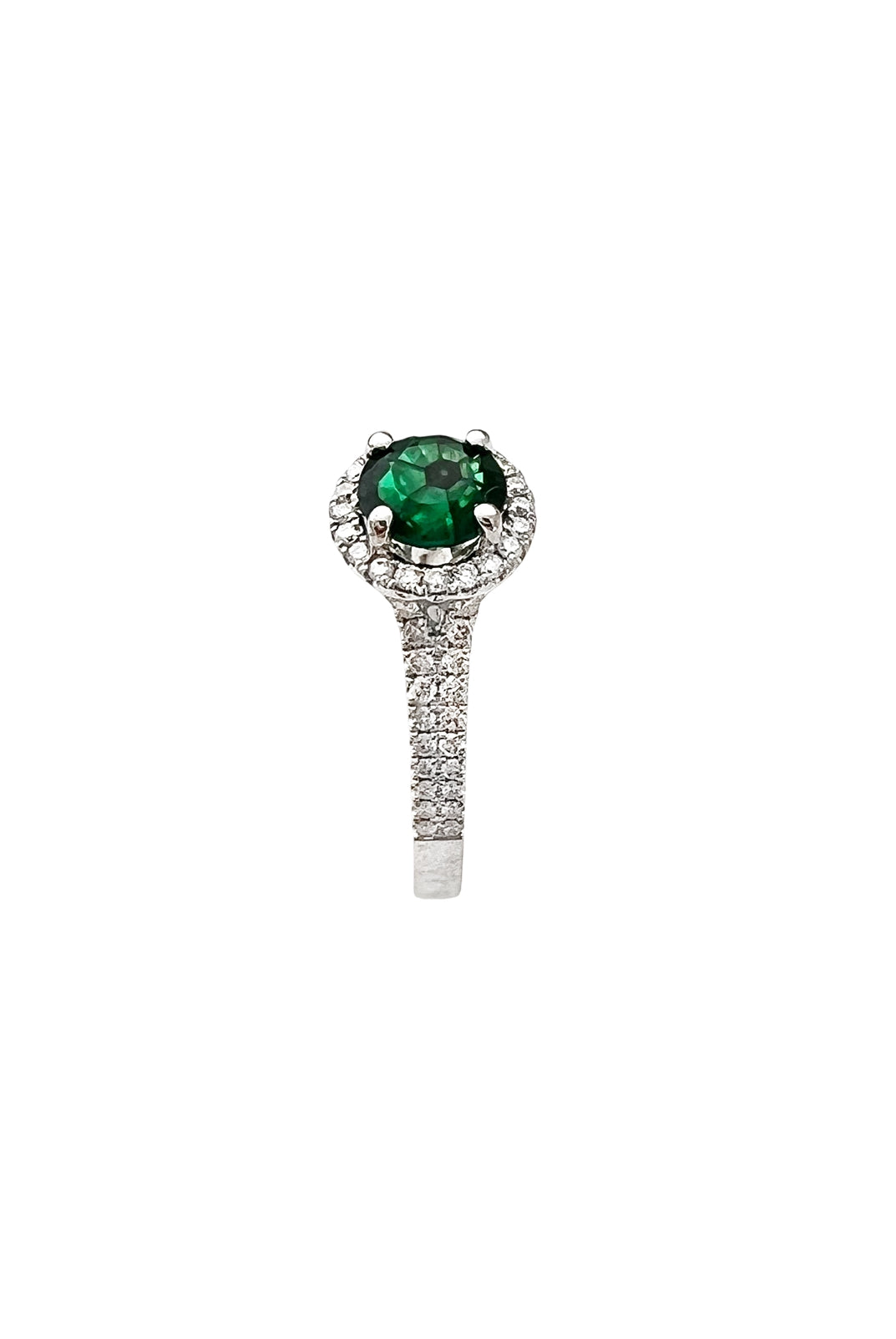 0.84 Carats Colombian Emerald “Trapiche” No-Oil (Certified) & 0.52 Carats Diamonds VS2 Set In 18 Karat White Gold Ring